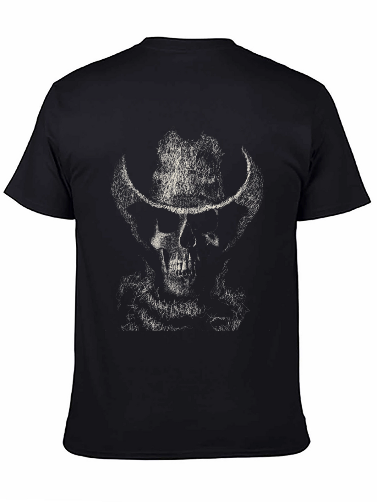Cowboy Skull Graphic T-Shirt - Mens Black Tee