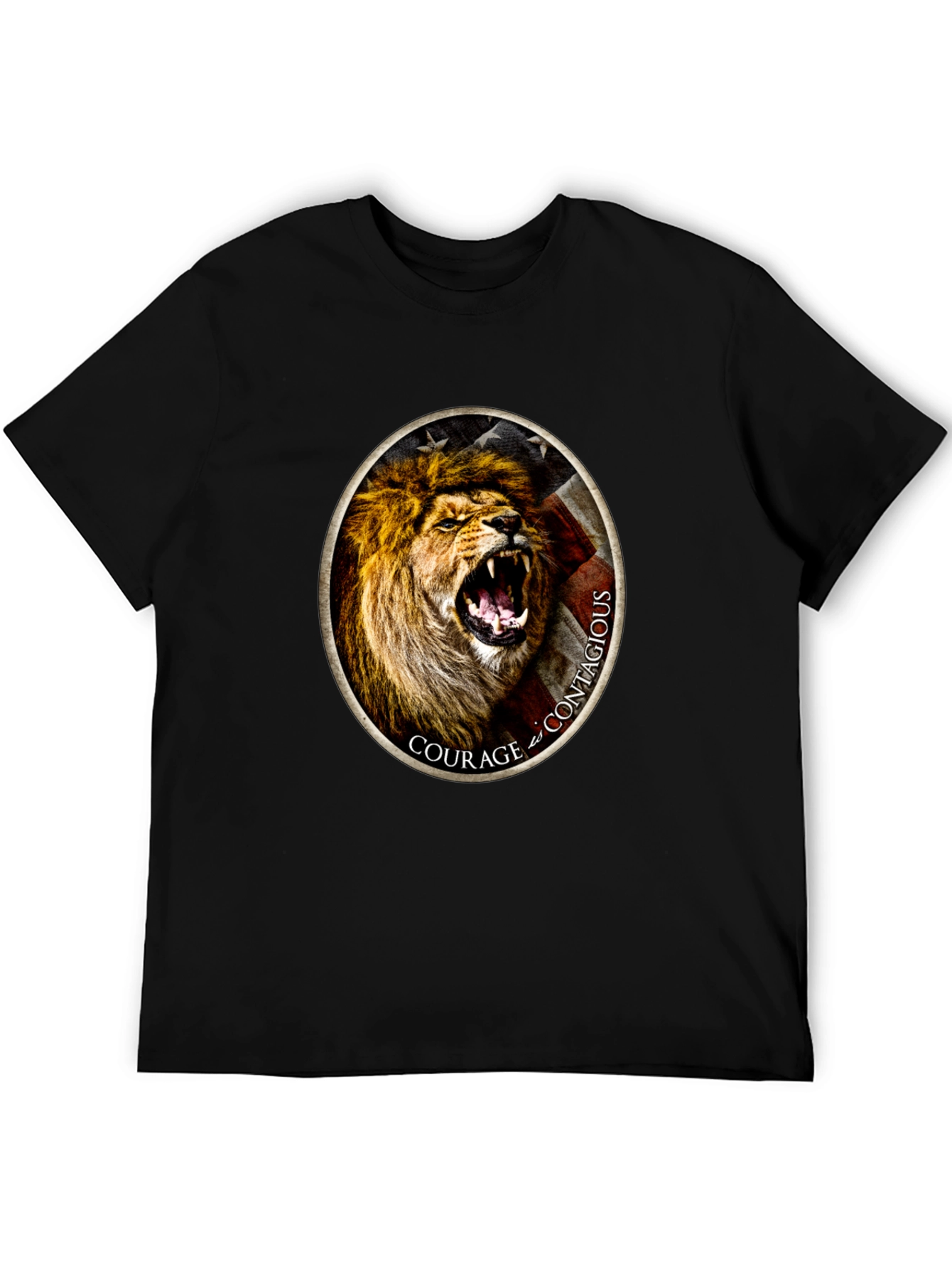 Courage Lion Graphic Tee - Black T-Shirt