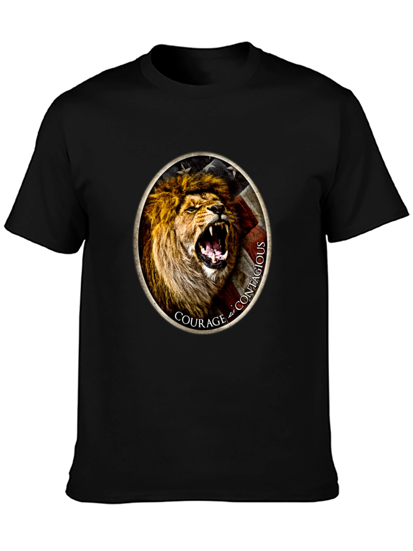 Courage Lion Graphic Tee - Black T-Shirt