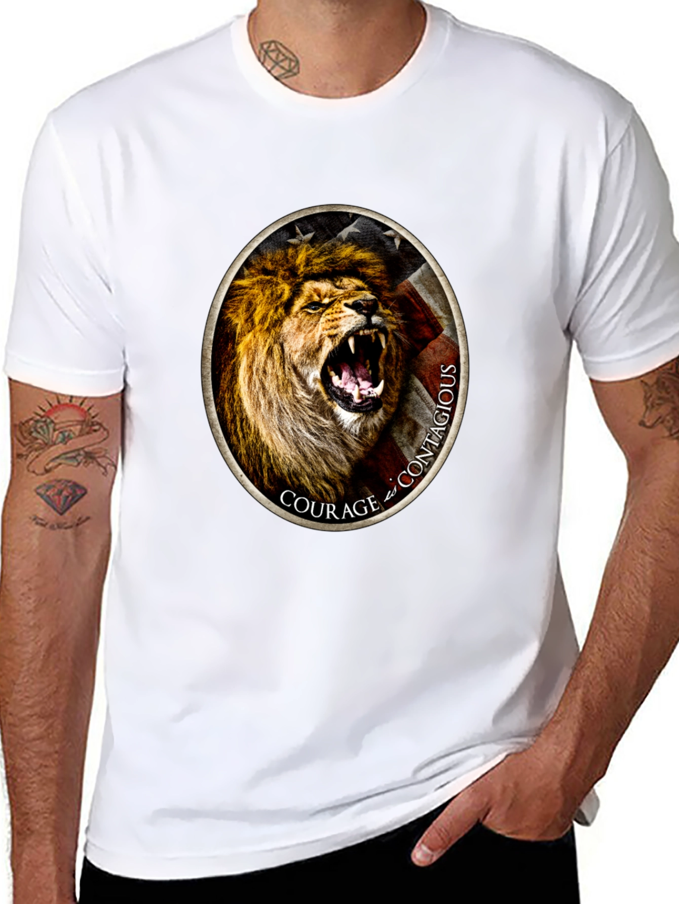 Courage Lion Graphic Tee - Black T-Shirt
