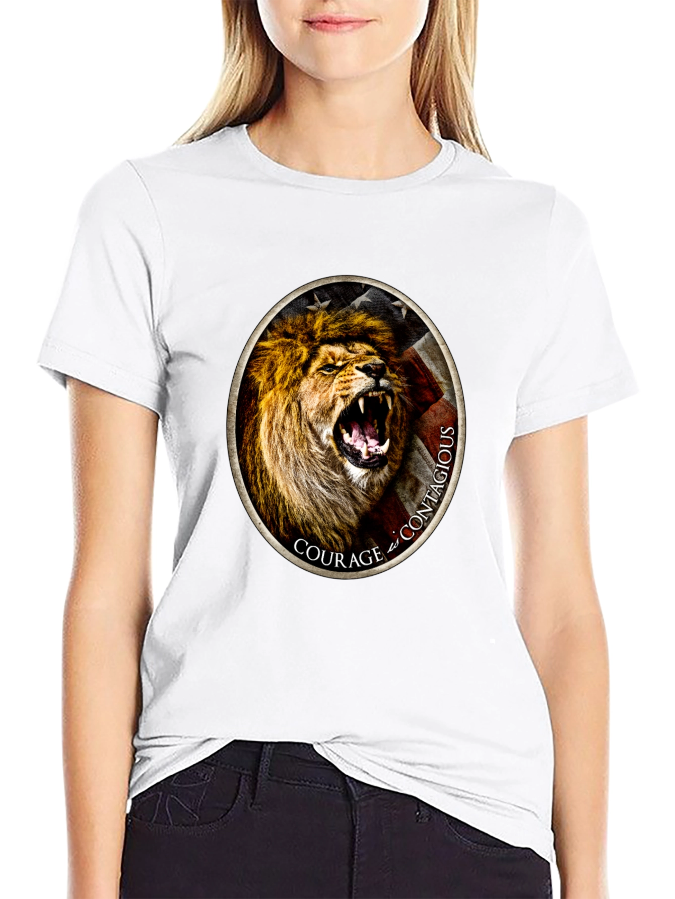Courage Lion Graphic Tee - Black T-Shirt