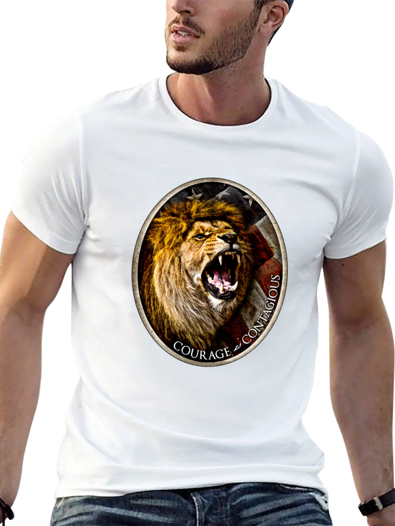 Courage Lion Graphic Tee - Black T-Shirt