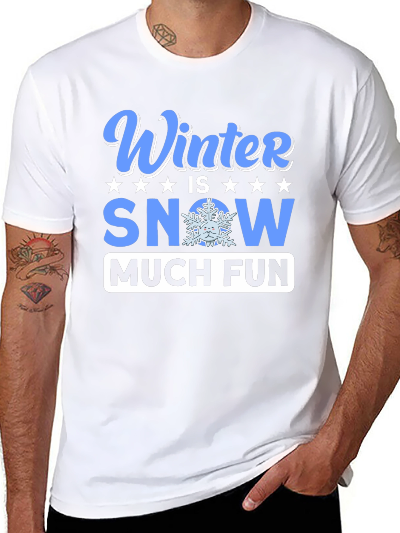 Winter Snow Much Fun Black T-Shirt