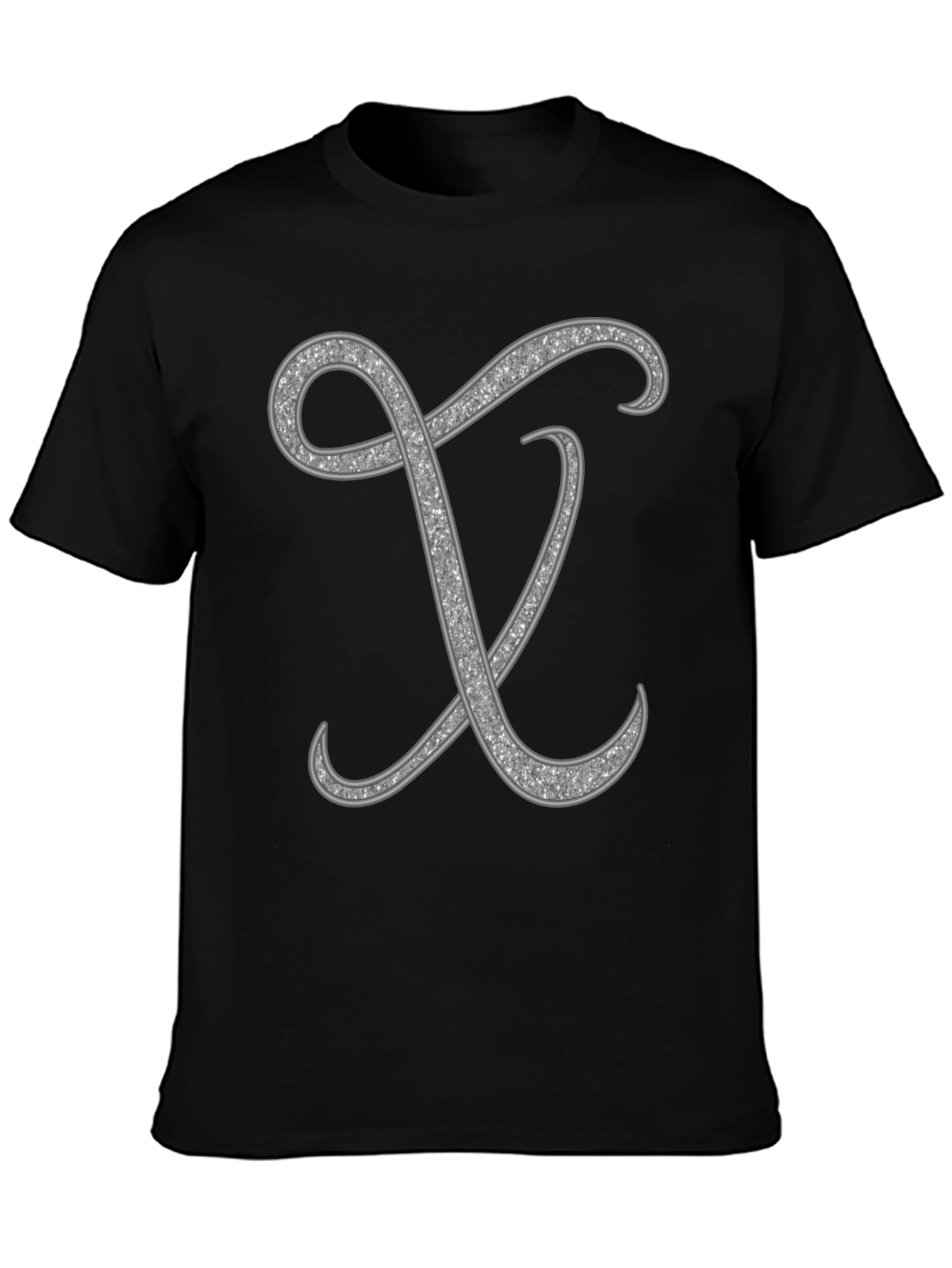 Stylish Black T-Shirt with Silver Letter Design