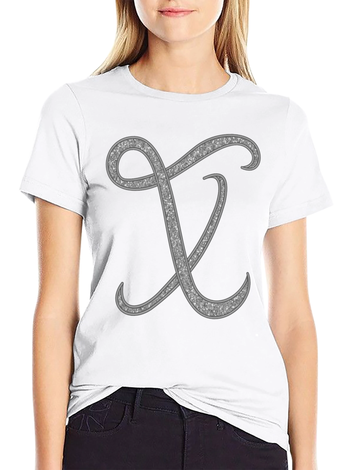 Stylish Black T-Shirt with Silver Letter Design