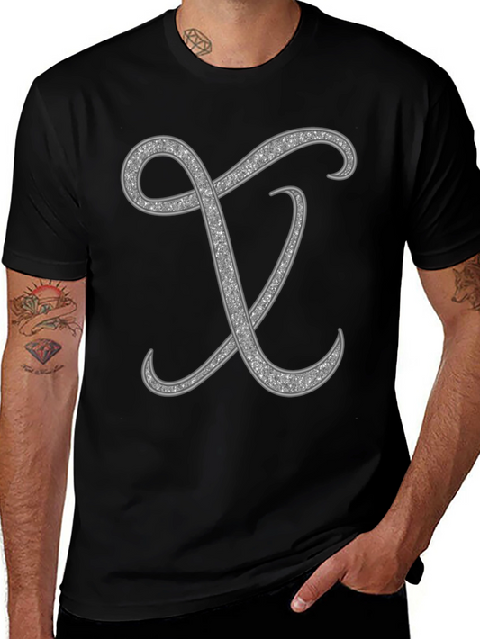 Stylish Black T-Shirt with Silver Letter Design