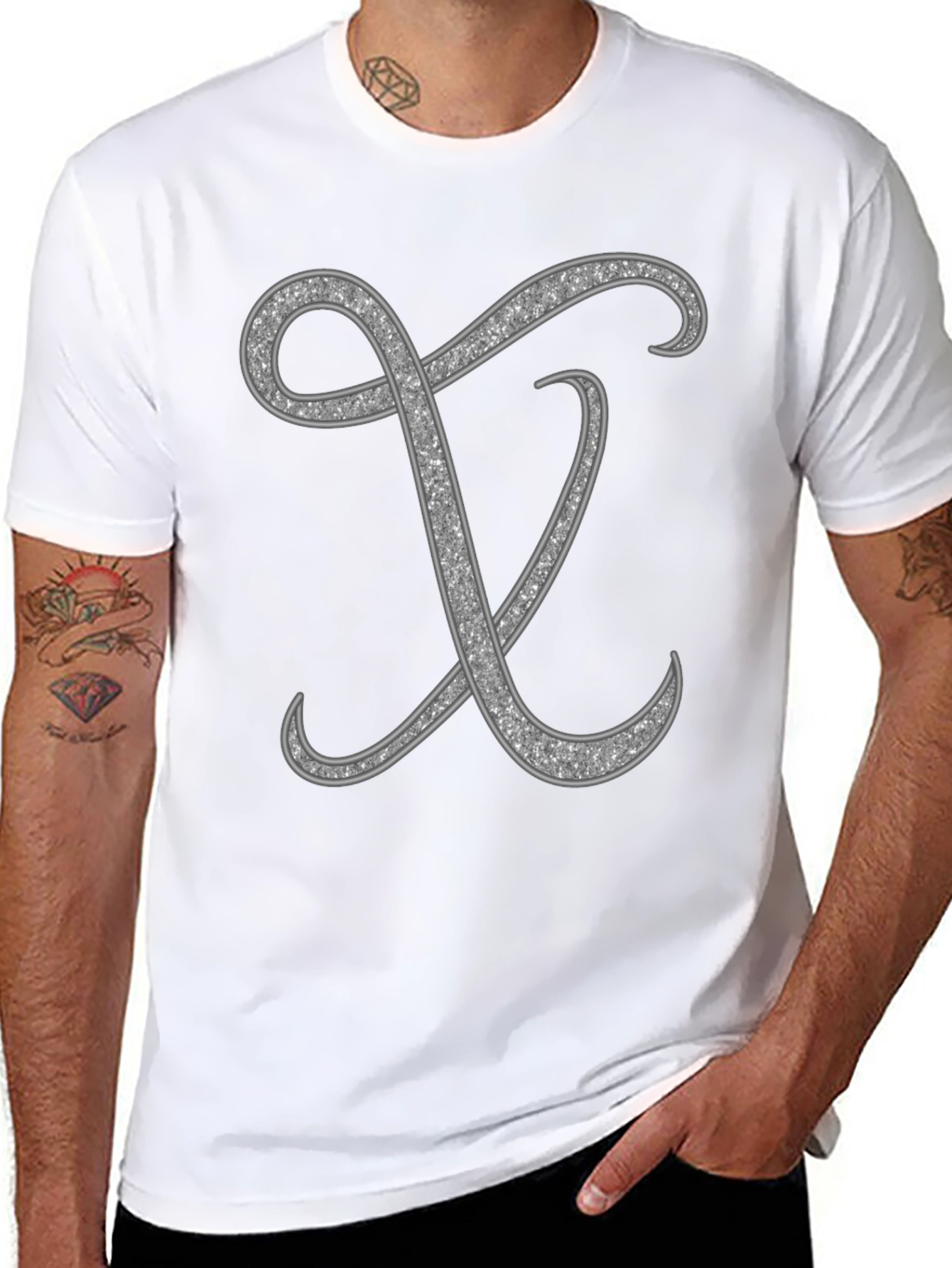 Stylish Black T-Shirt with Silver Letter Design