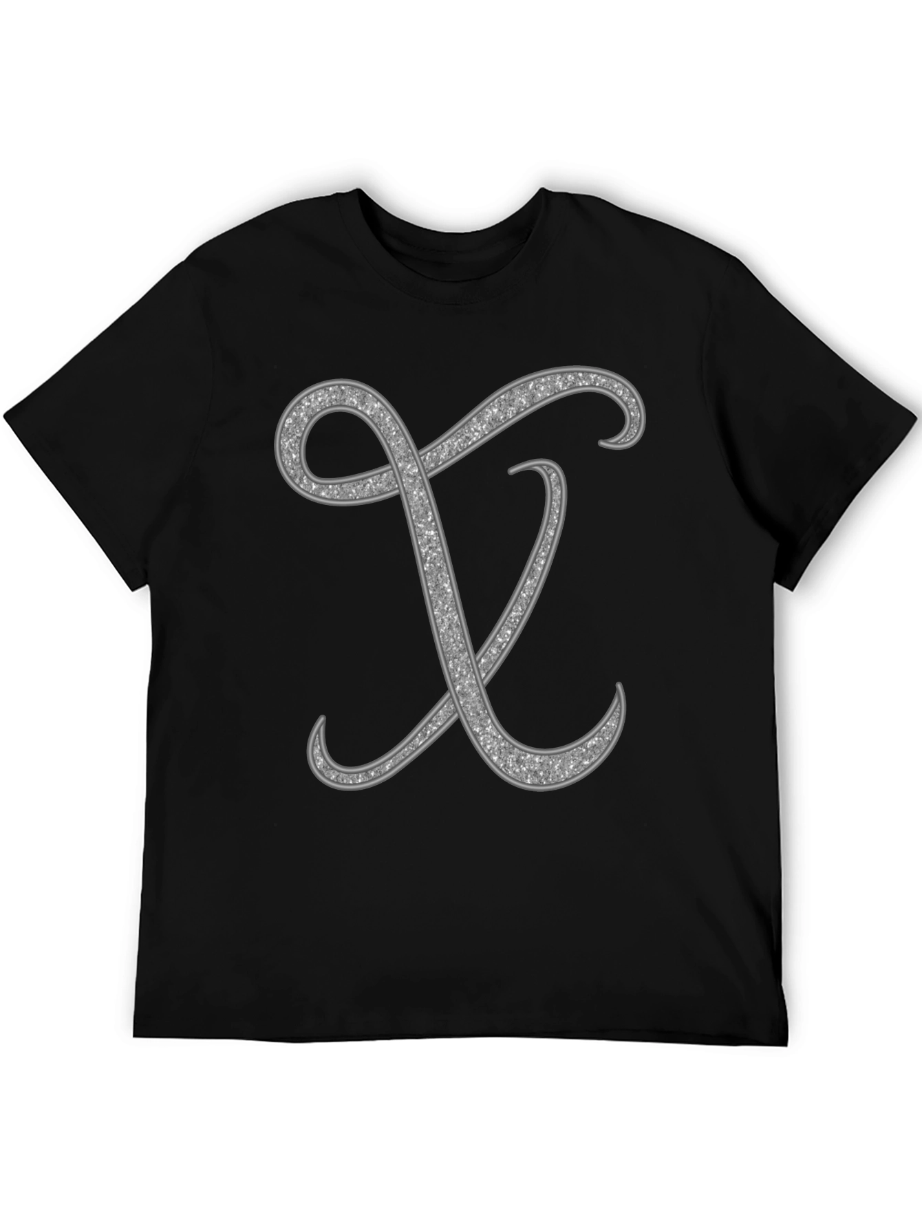 Stylish Black T-Shirt with Silver Letter Design