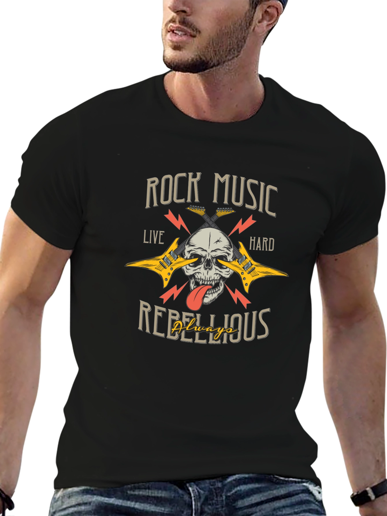Rock Music Skull Graphic Tee - Rebellious Style