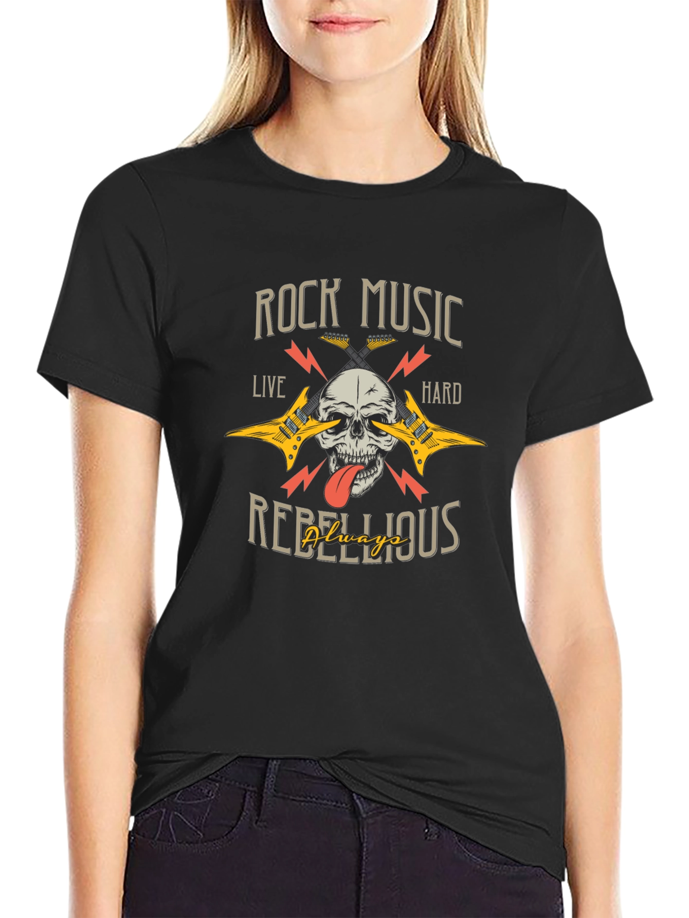 Rock Music Skull Graphic Tee - Rebellious Style