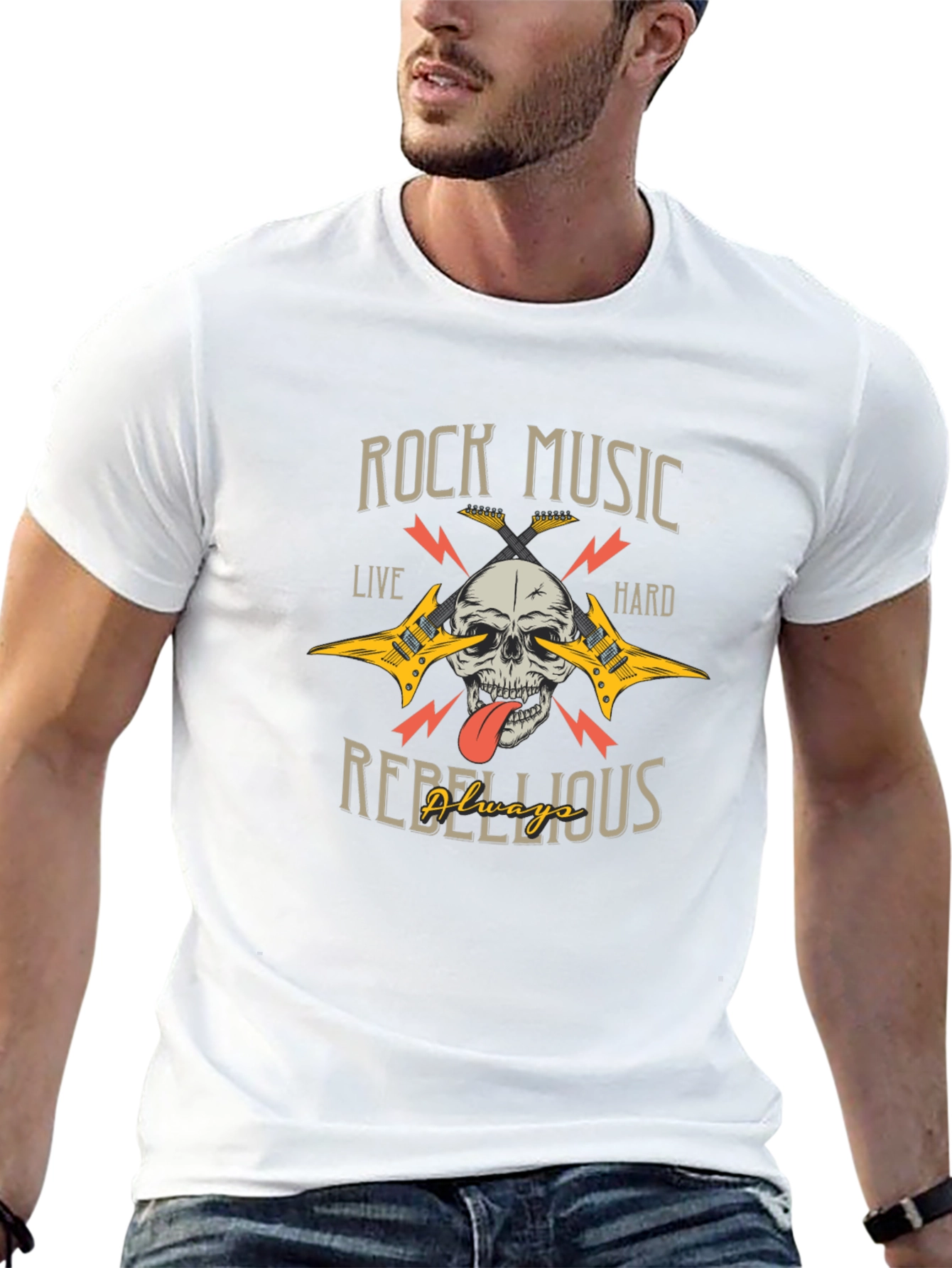 Rock Music Skull Graphic Tee - Rebellious Style
