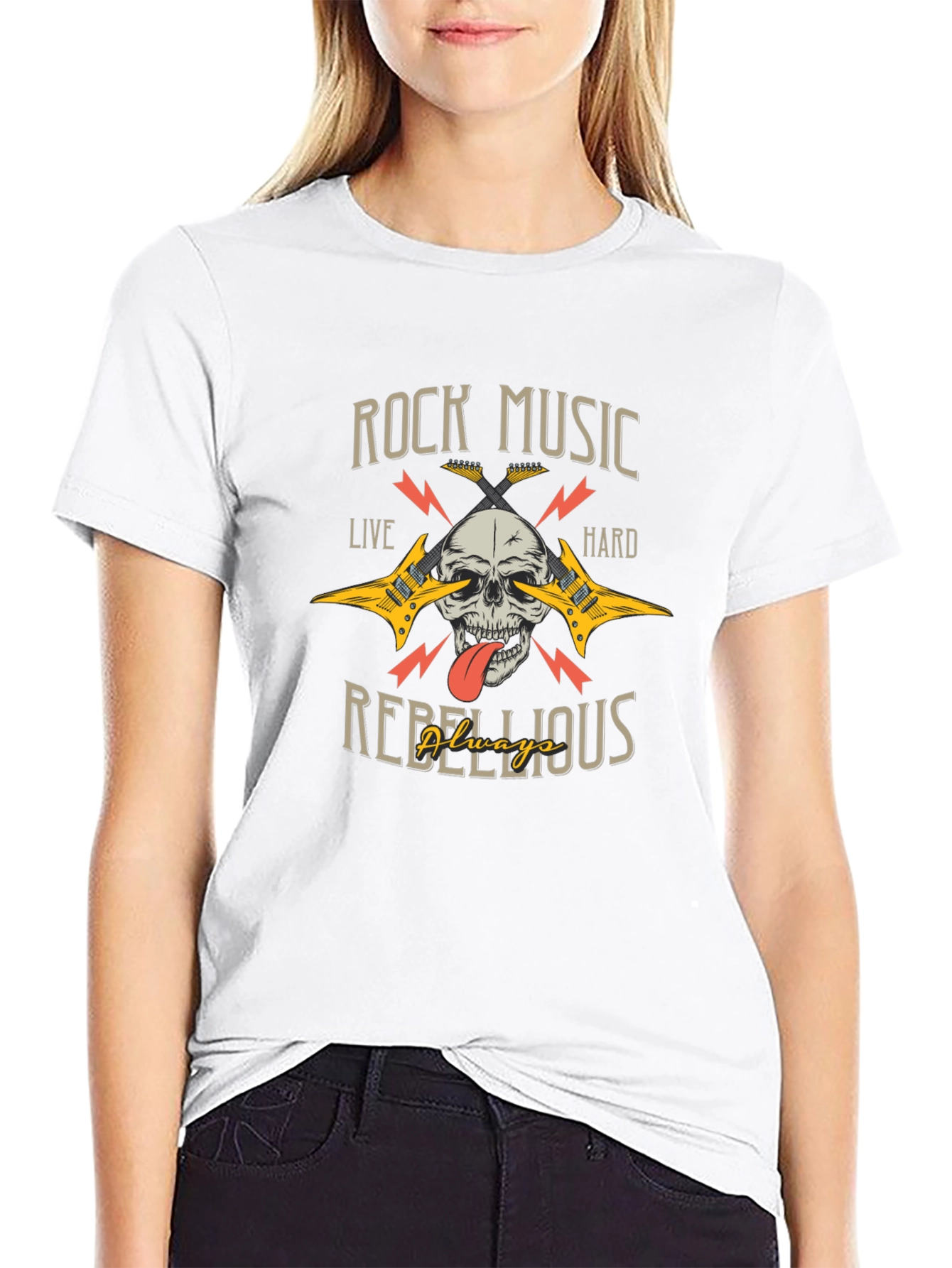 Rock Music Skull Graphic Tee - Rebellious Style