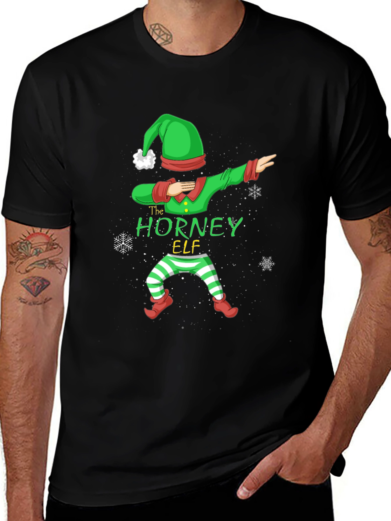The Horney Elf Christmas Dabbing T-Shirt