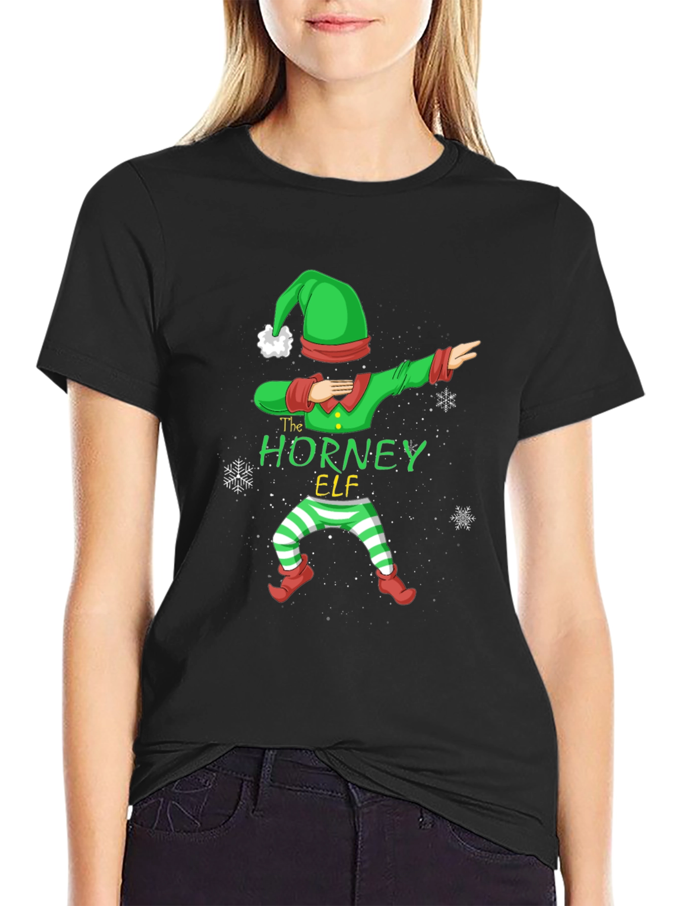 The Horney Elf Christmas Dabbing T-Shirt