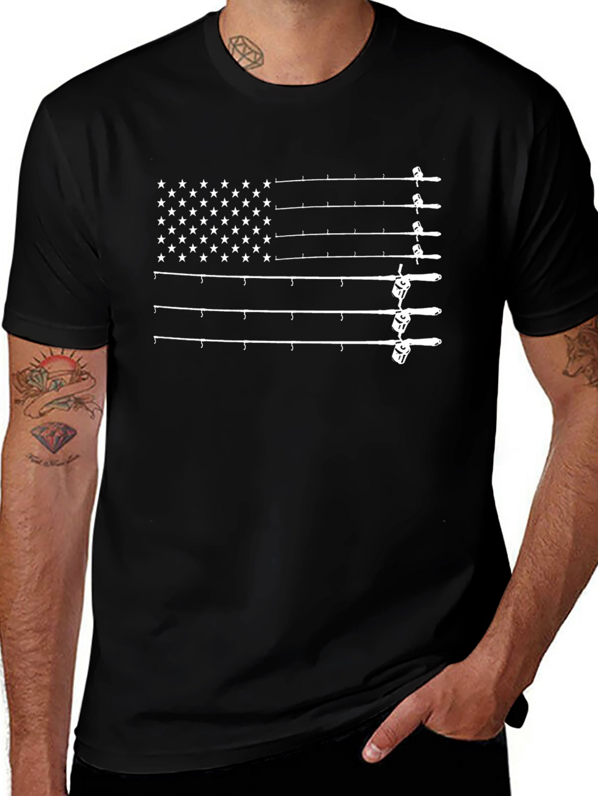 Fishing American Flag T-Shirt