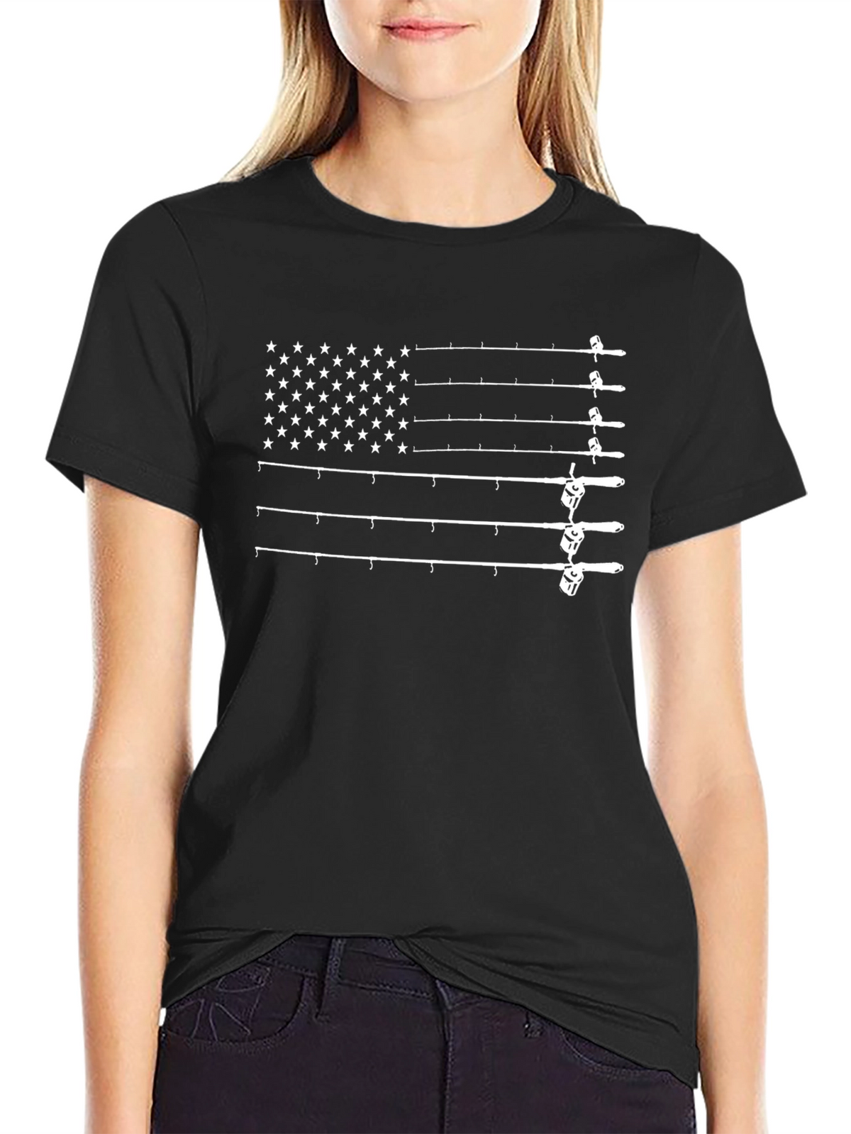 Fishing American Flag T-Shirt