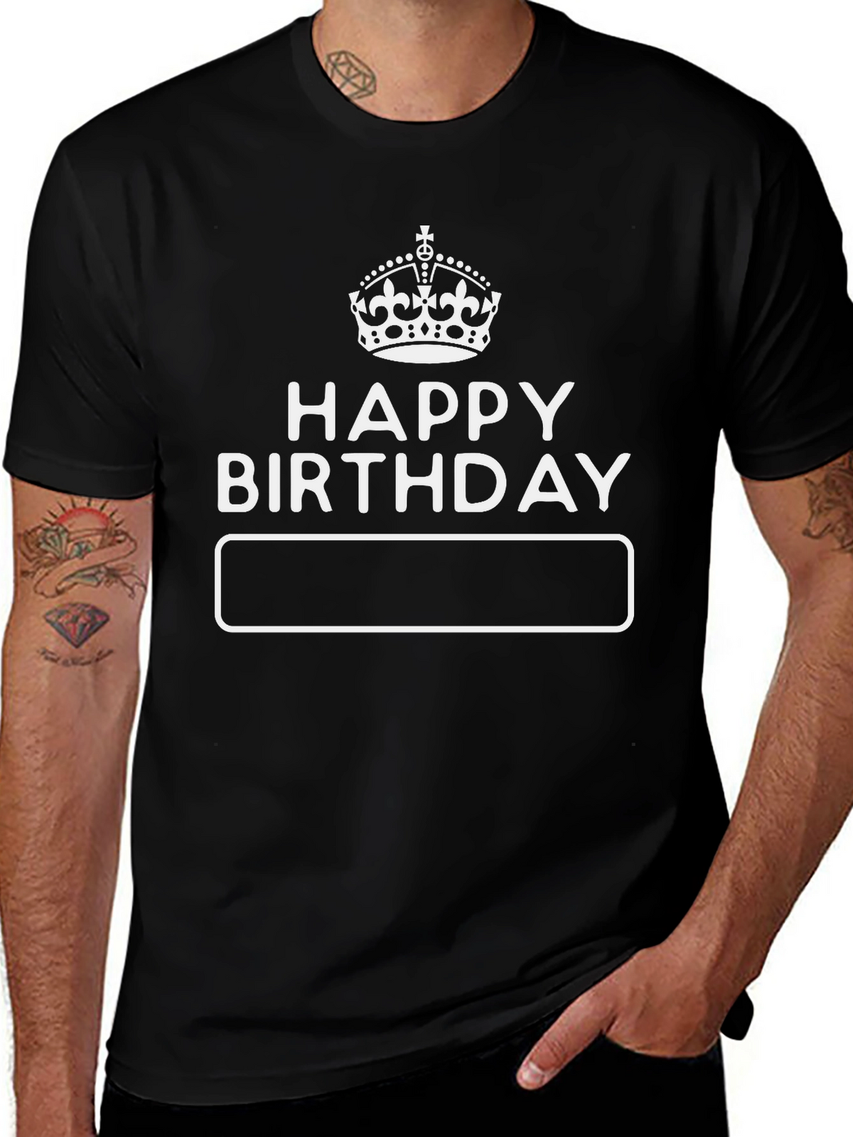 Happy Birthday Crown Graphic Black T-Shirt