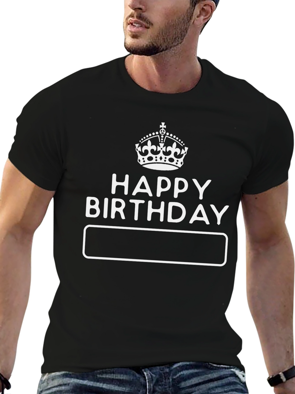 Happy Birthday Crown Graphic Black T-Shirt