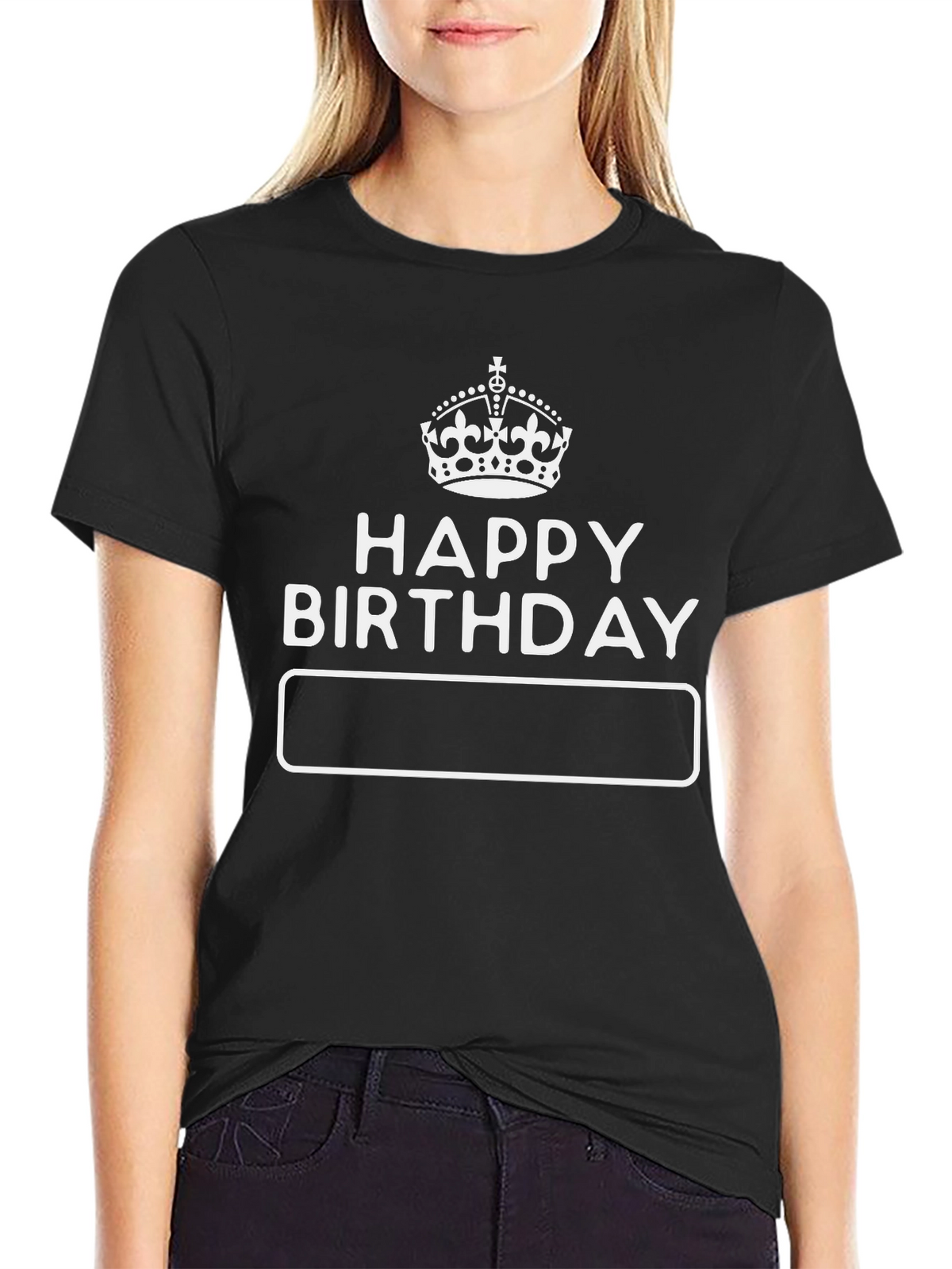 Happy Birthday Crown Graphic Black T-Shirt