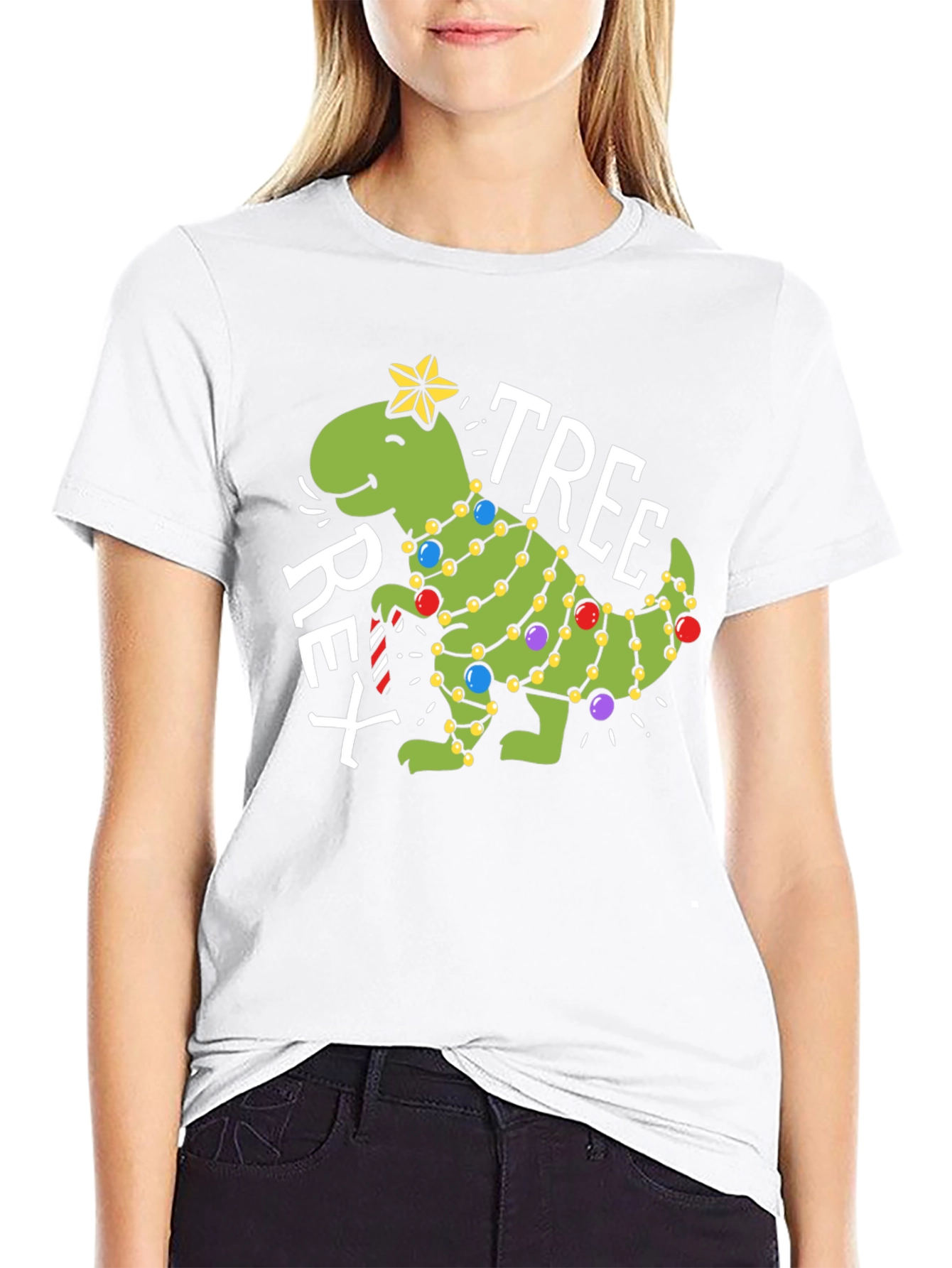 T-Rex Christmas Tree Graphic Tee