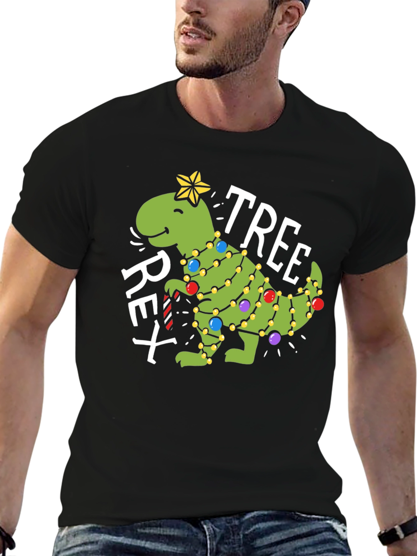 T-Rex Christmas Tree Graphic Tee