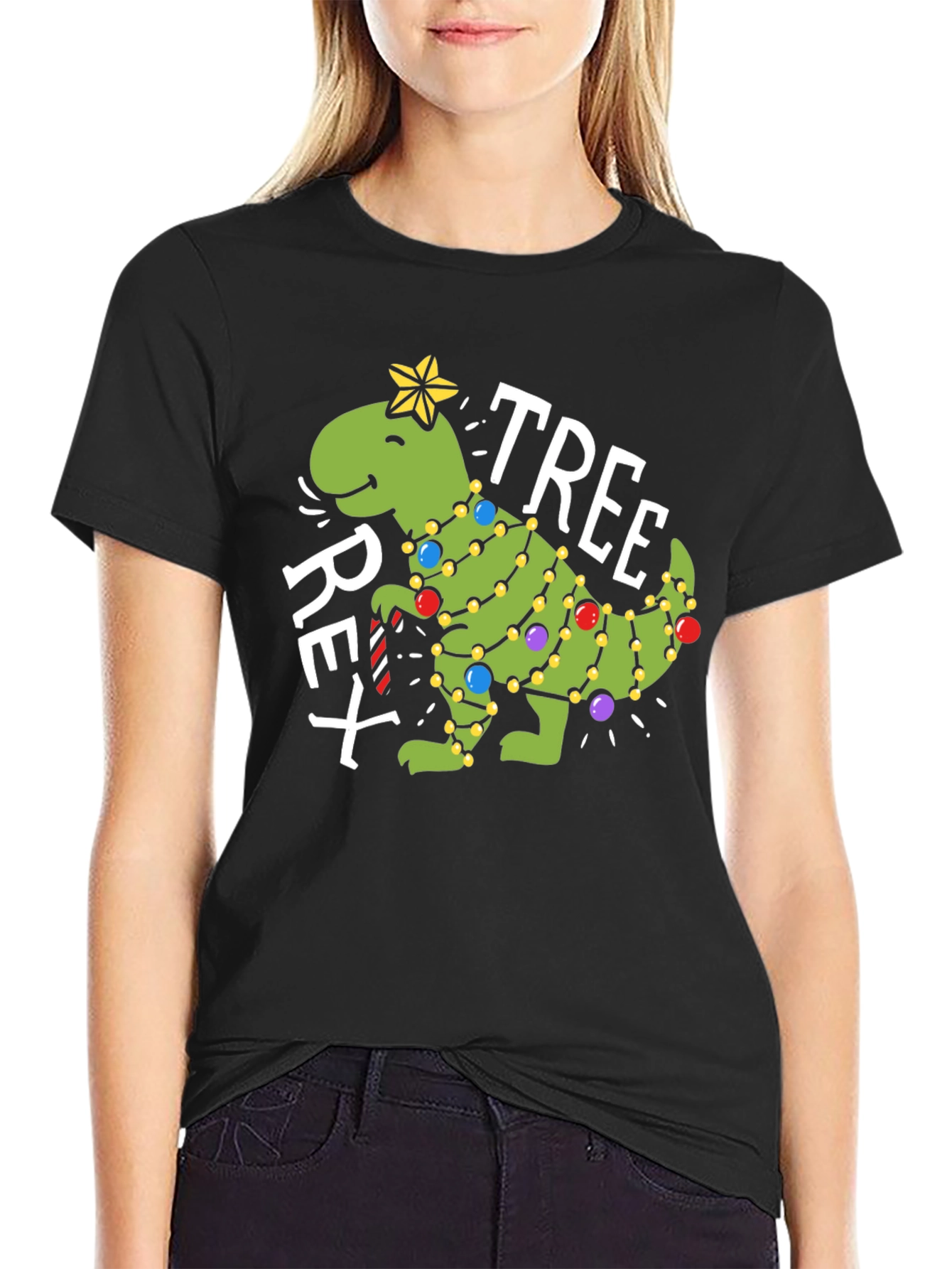 T-Rex Christmas Tree Graphic Tee