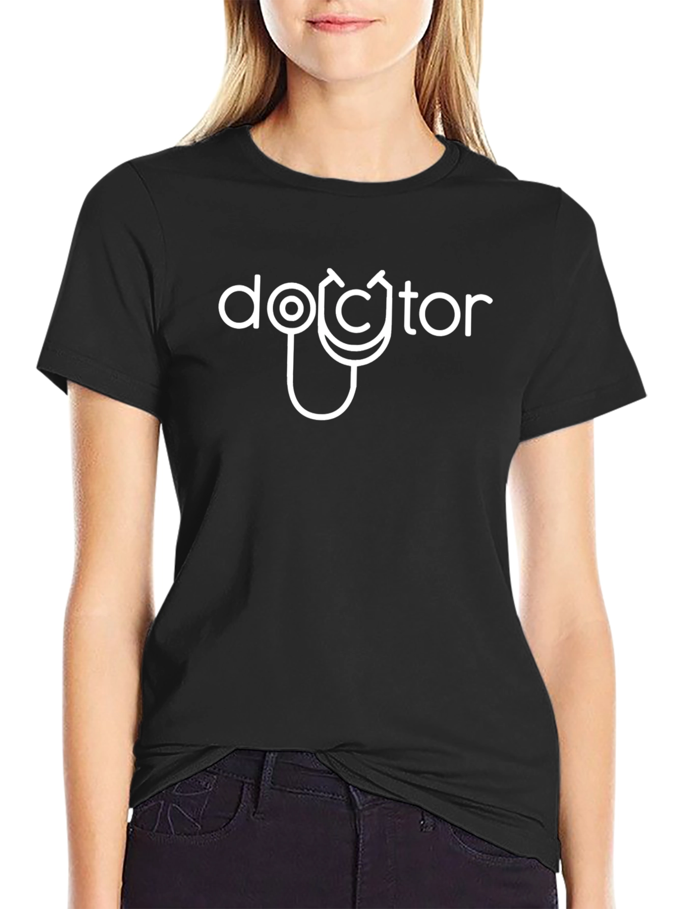Doctor Stethoscope Graphic Black T-Shirt