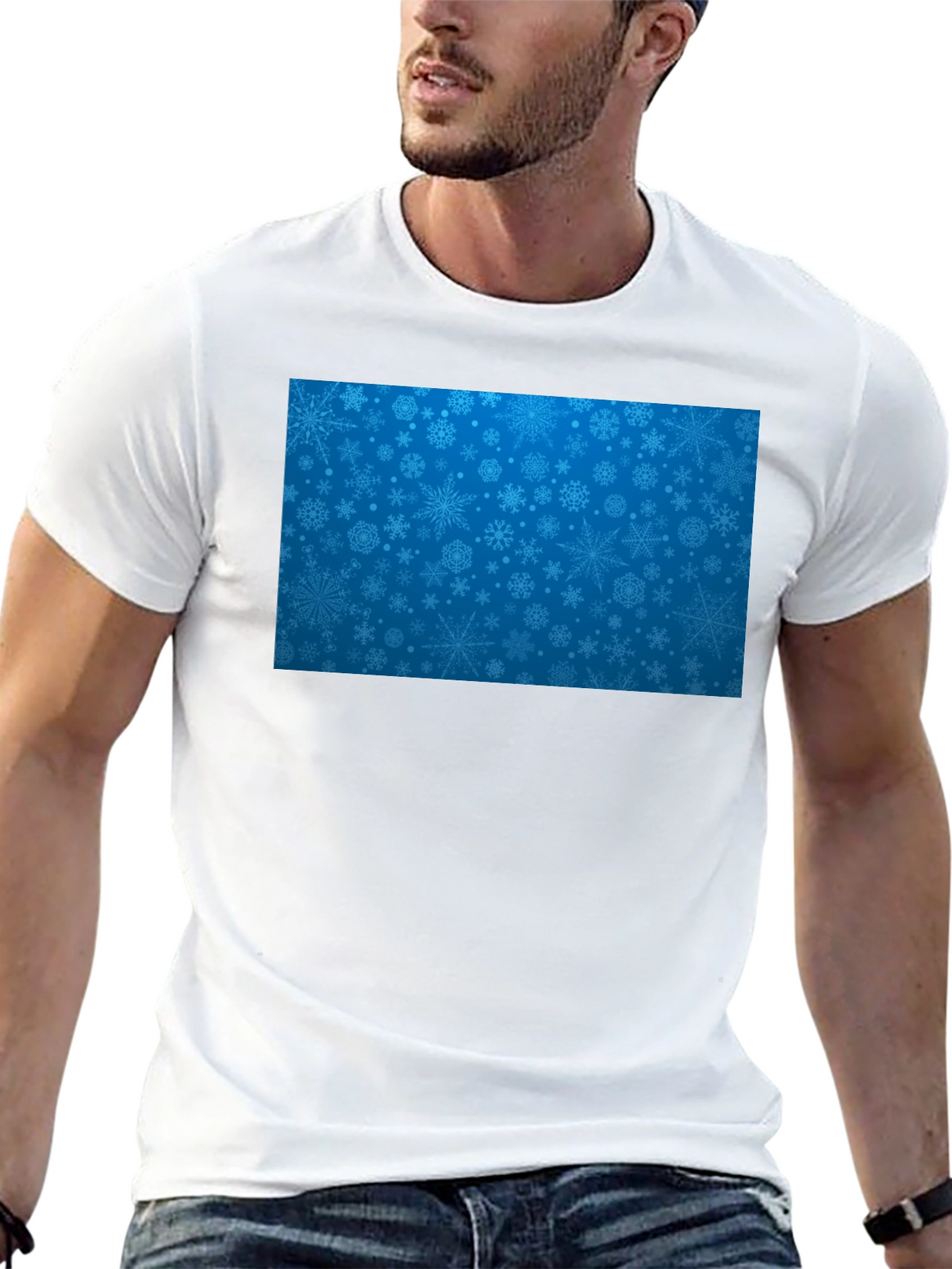 Snowflake Pattern T-Shirt - Festive Holiday Style