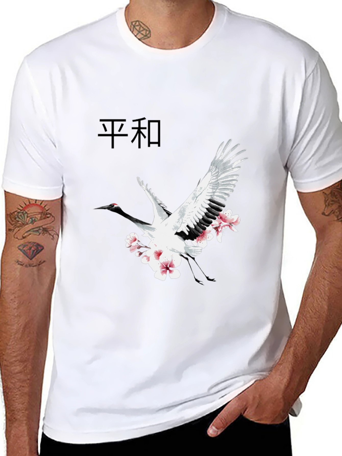 Crane & Blossom Graphic Tee - Black