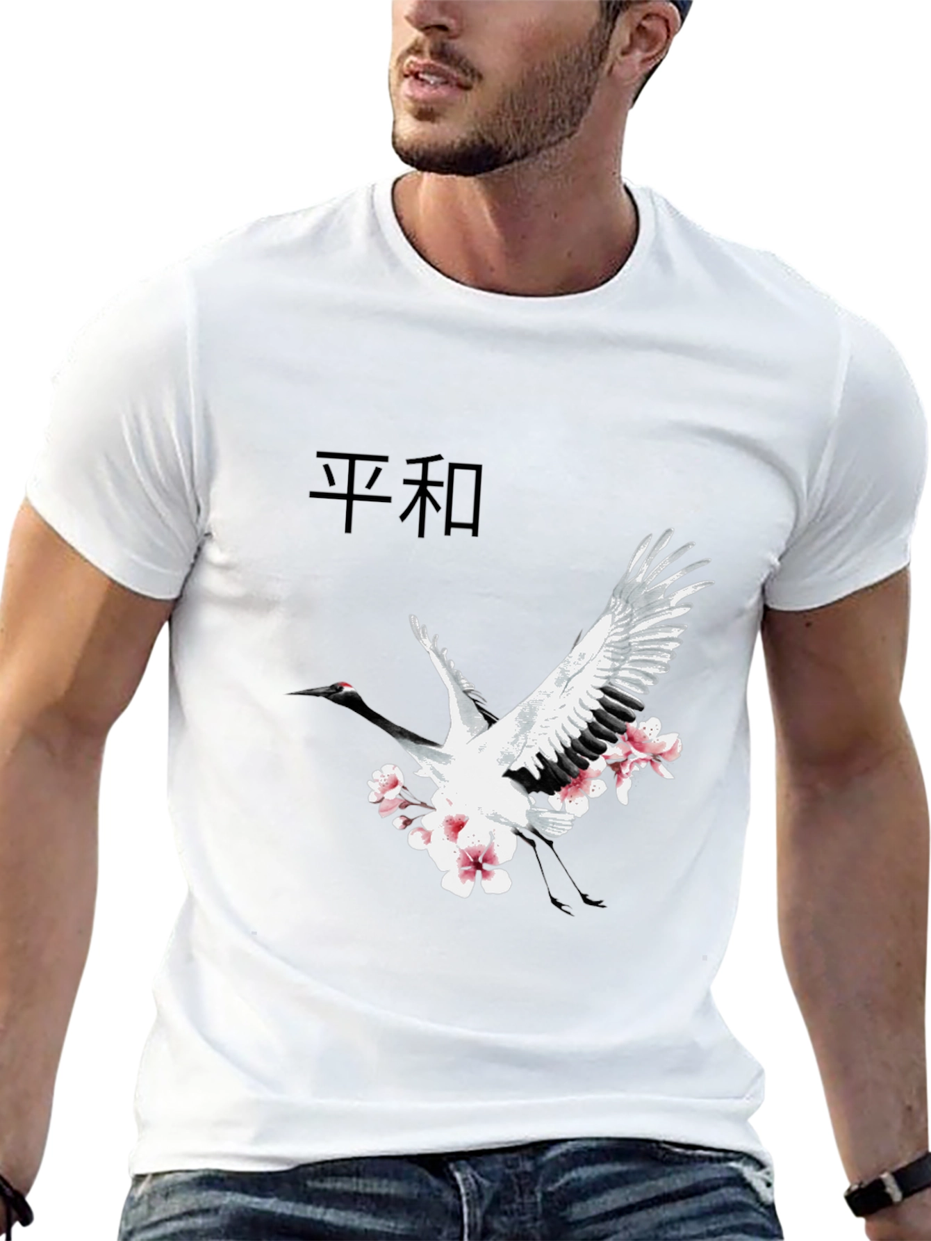 Crane & Blossom Graphic Tee - Black