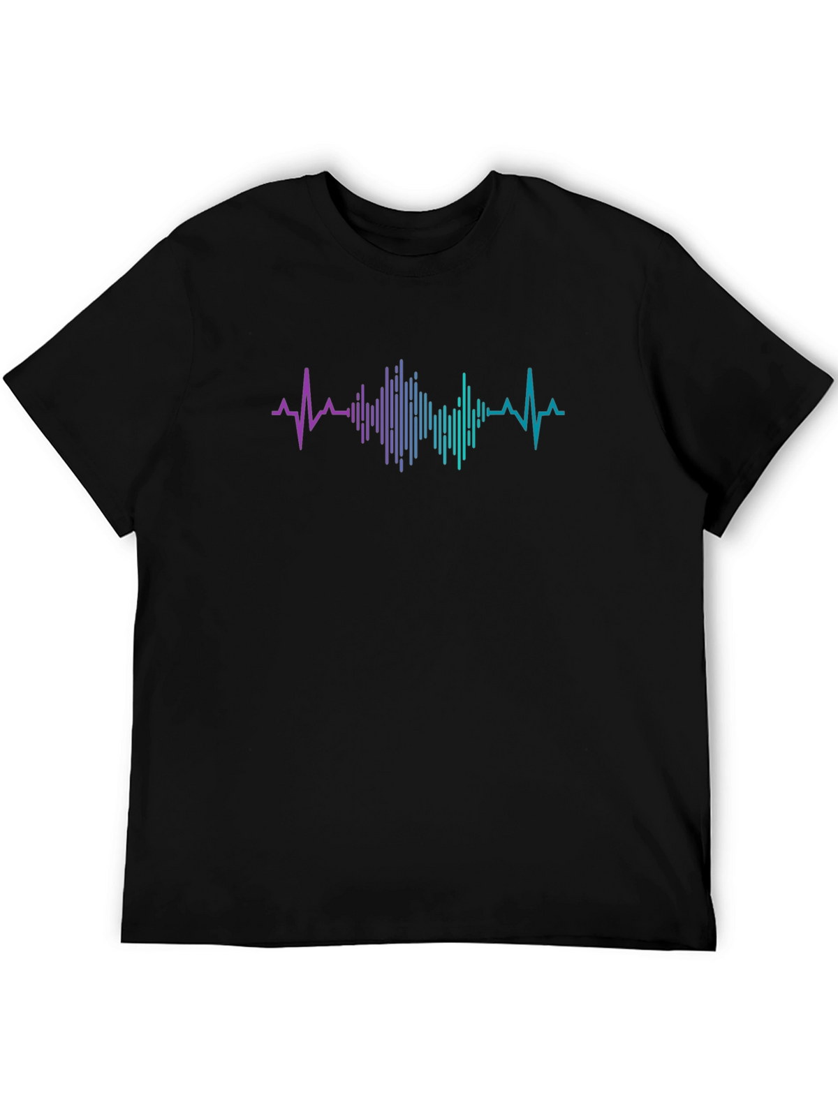 Heartbeat Rhythm Graphic Black T-Shirt