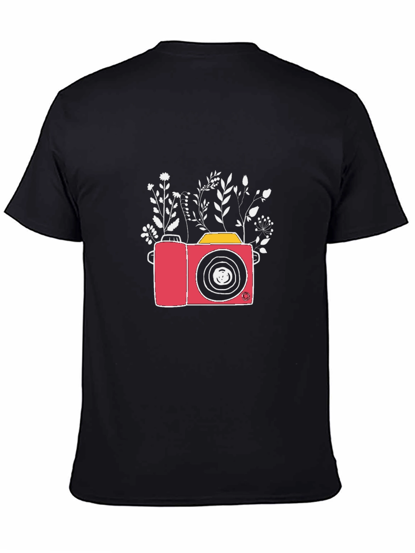 Floral Camera Graphic T-Shirt - Black