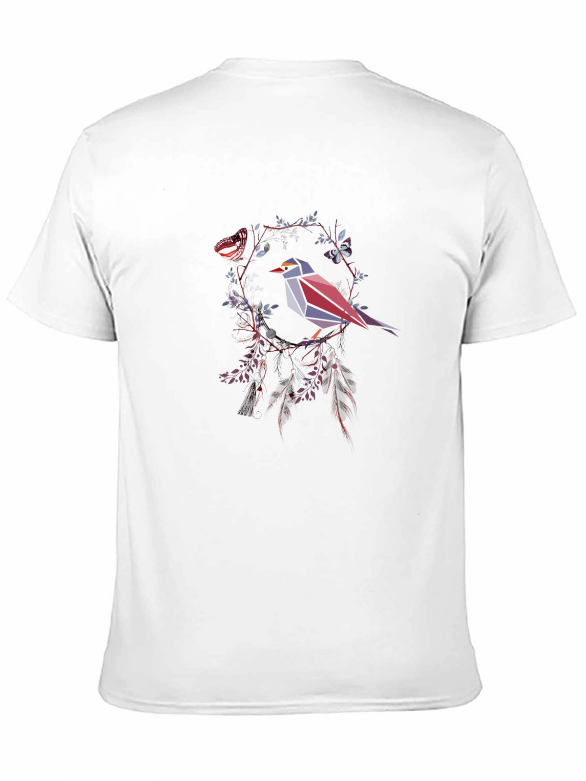 Geometric Bird & Butterfly Graphic T-Shirt