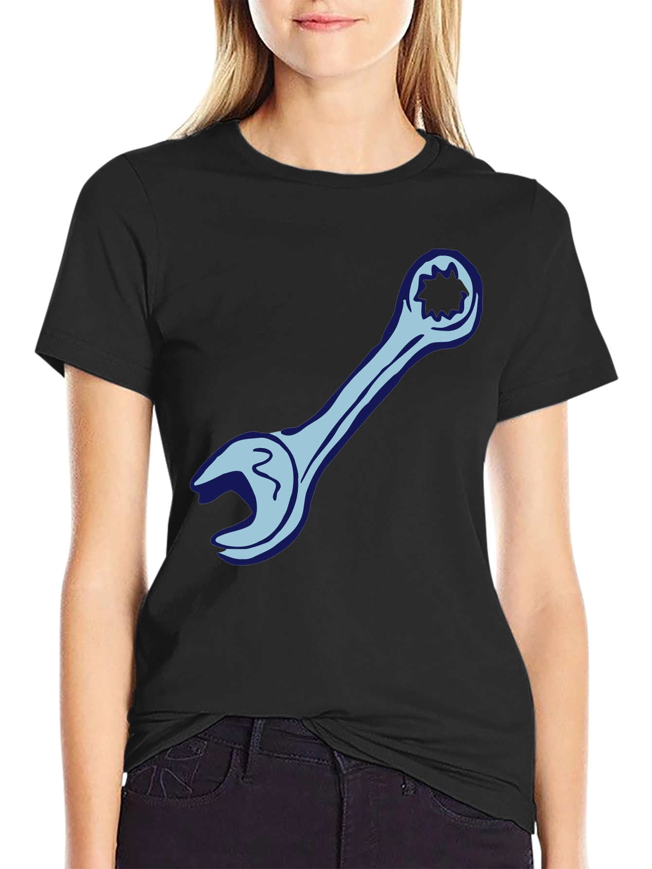 Wrench Graphic Tee - Black Cotton Mechanic Shirt