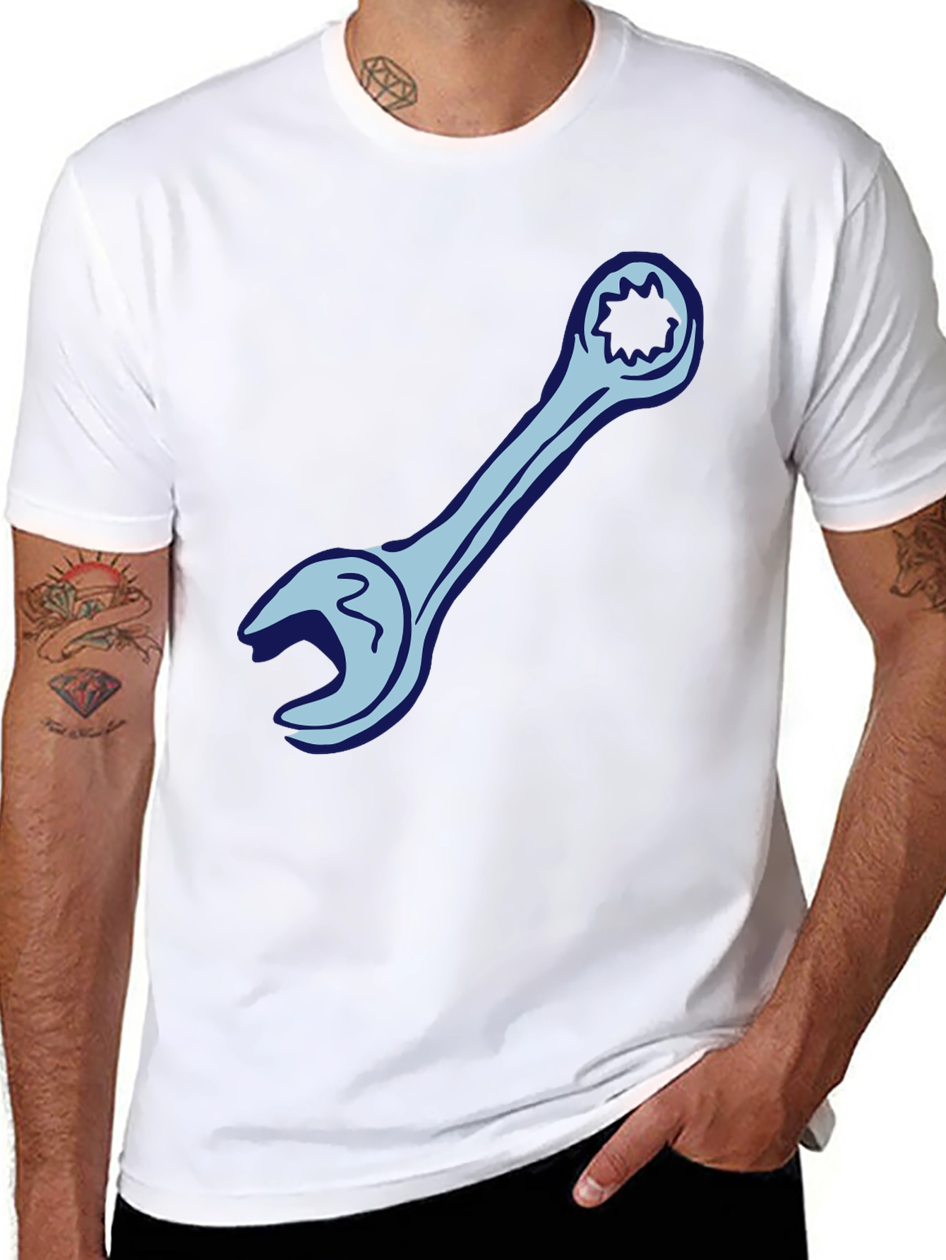 Wrench Graphic Tee - Black Cotton Mechanic Shirt