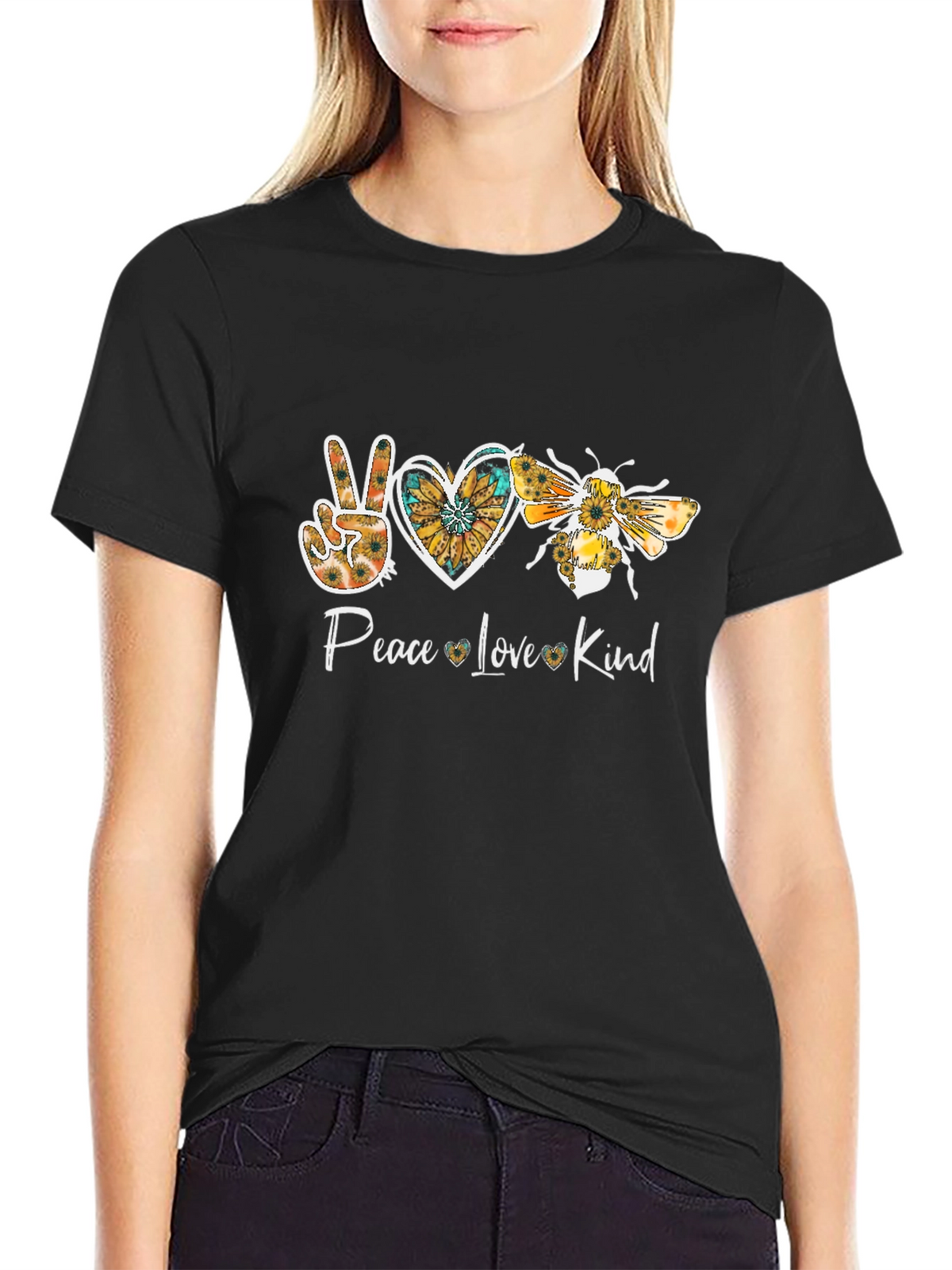 Peace Love Kind Sunflower Graphic T-Shirt
