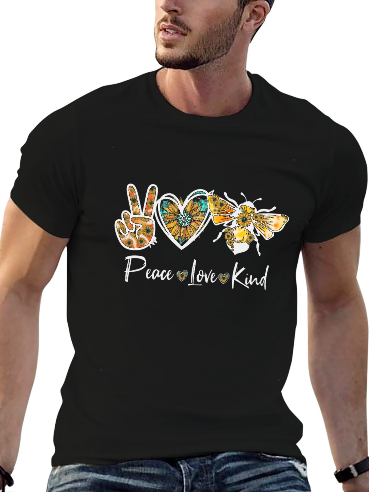 Peace Love Kind Sunflower Graphic T-Shirt