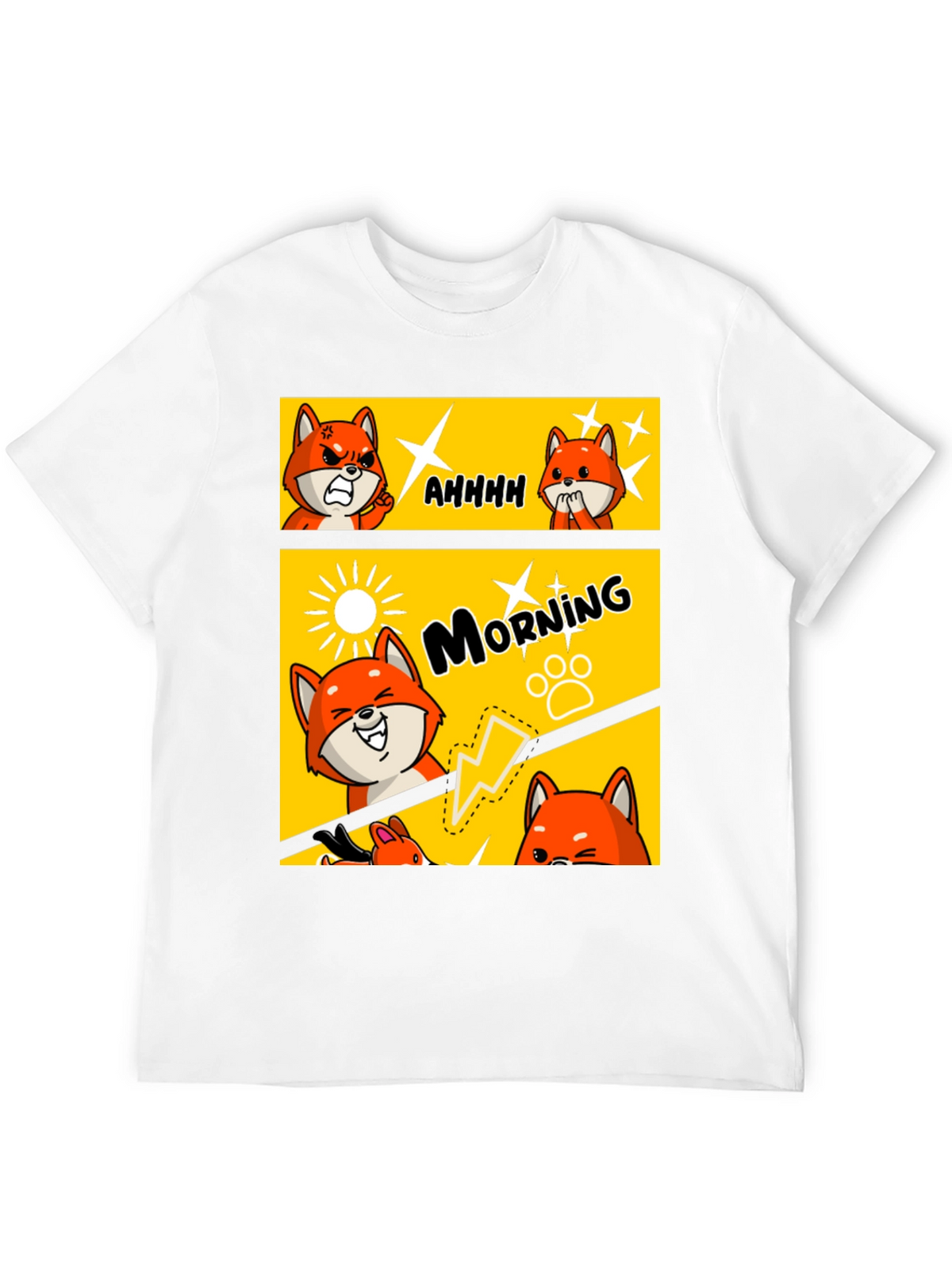 Funny Comic Fox Black T-Shirt