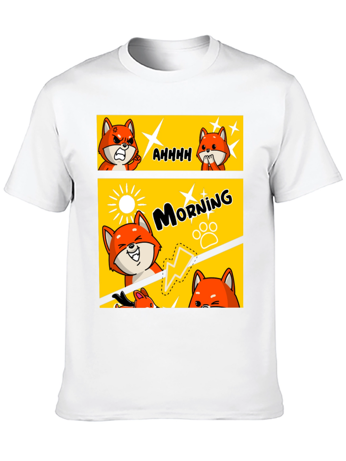 Funny Comic Fox Black T-Shirt