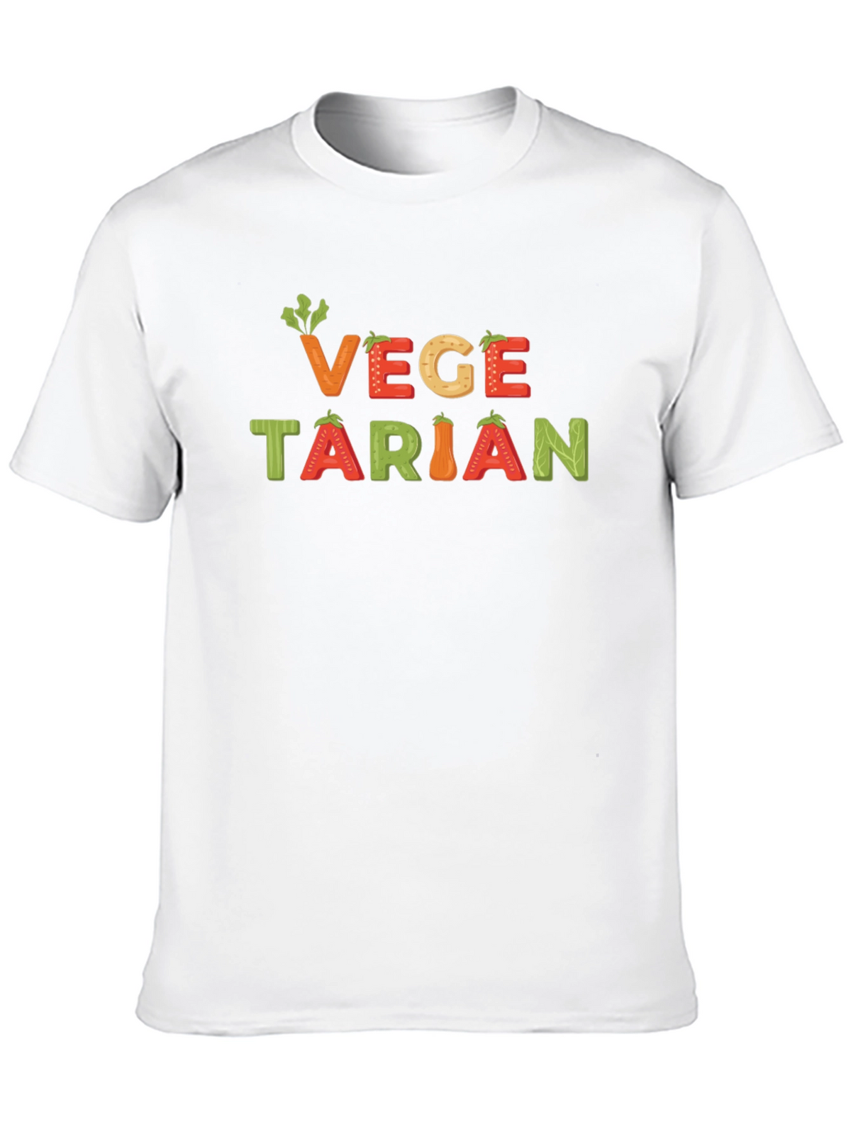 Vegetarian Graphic T-Shirt - Black Crew Neck Tee