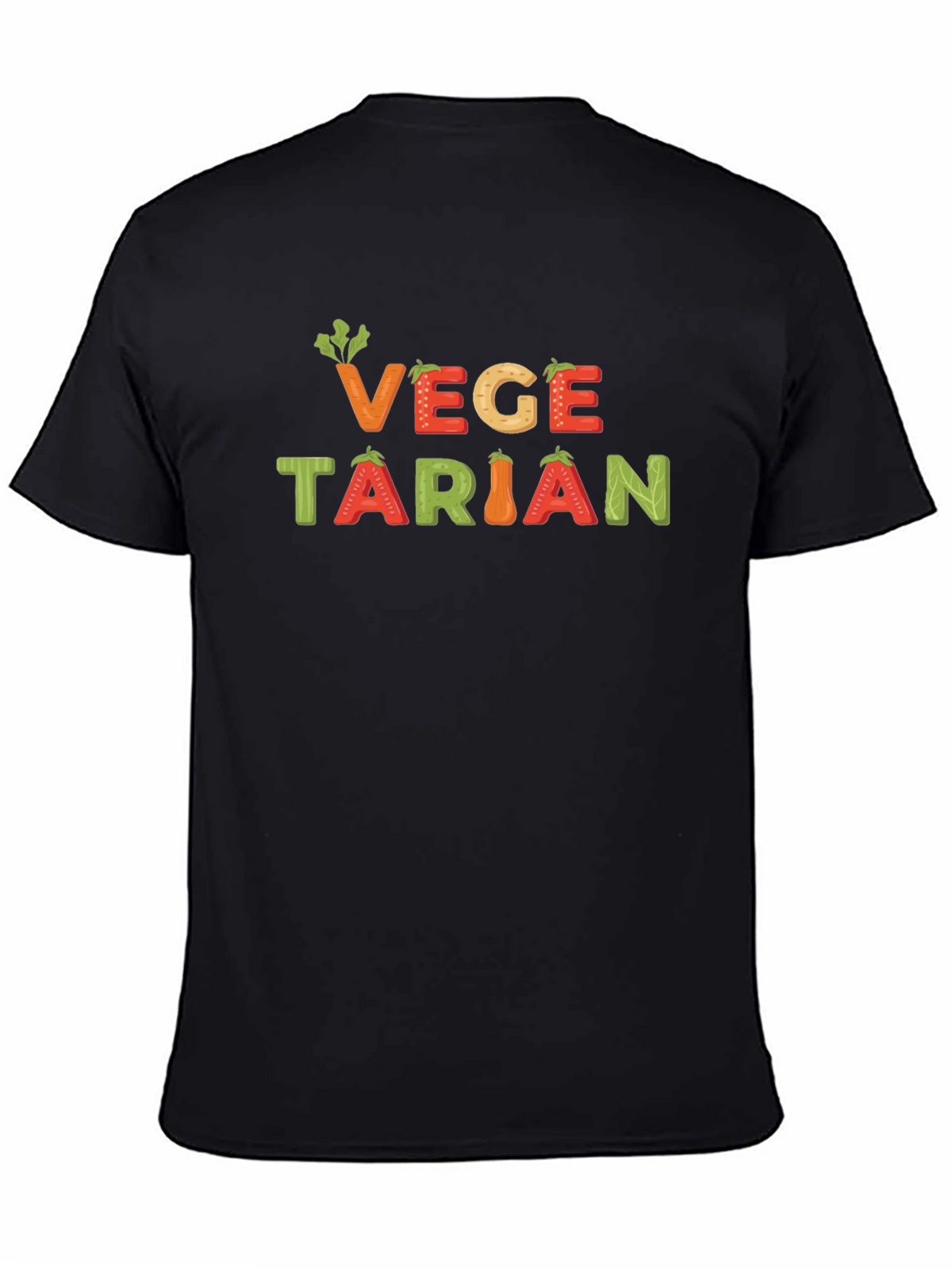 Vegetarian Graphic T-Shirt - Black Crew Neck Tee