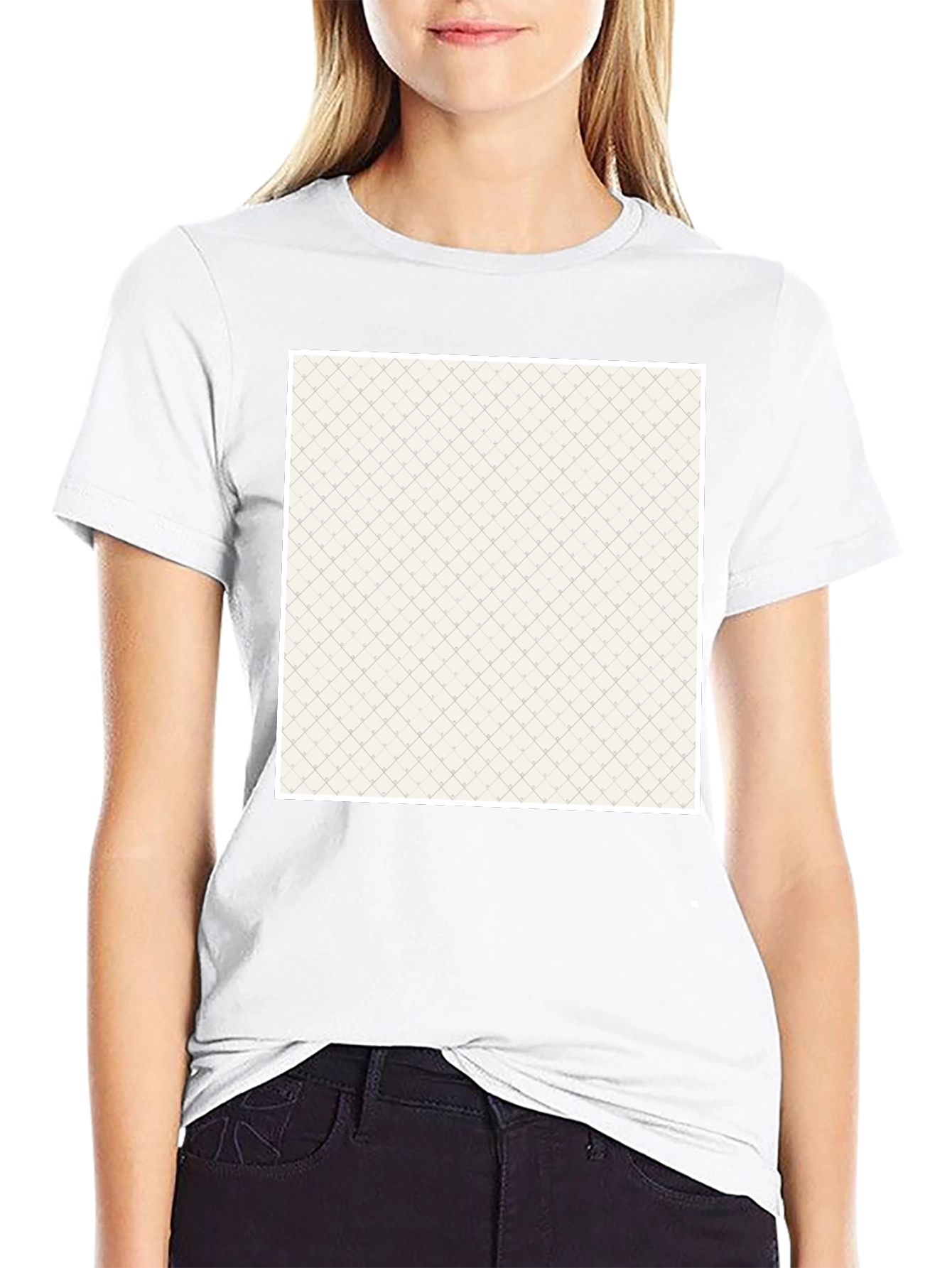 Black Crew Neck Tee with Textured Pattern