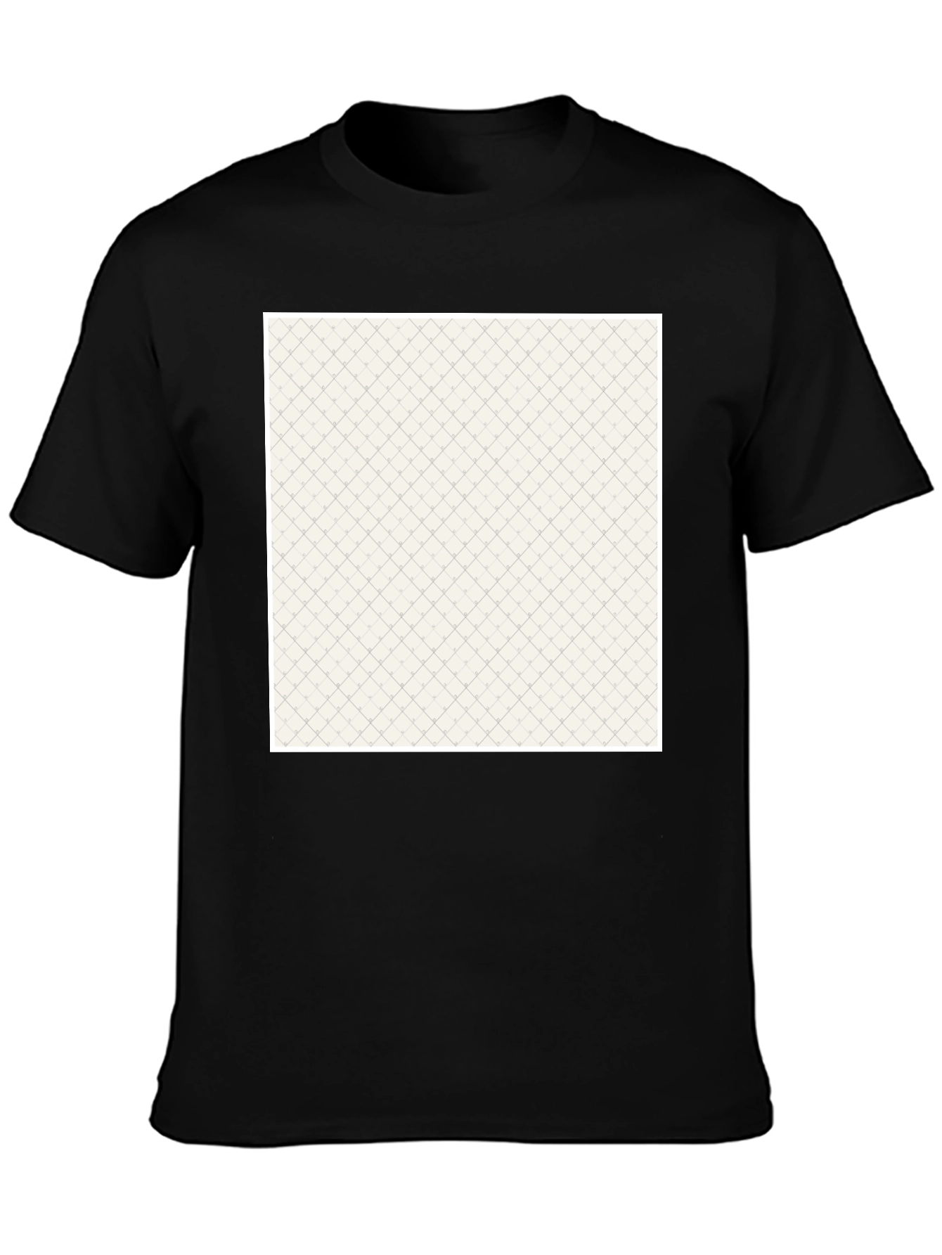 Black Crew Neck Tee with Textured Pattern
