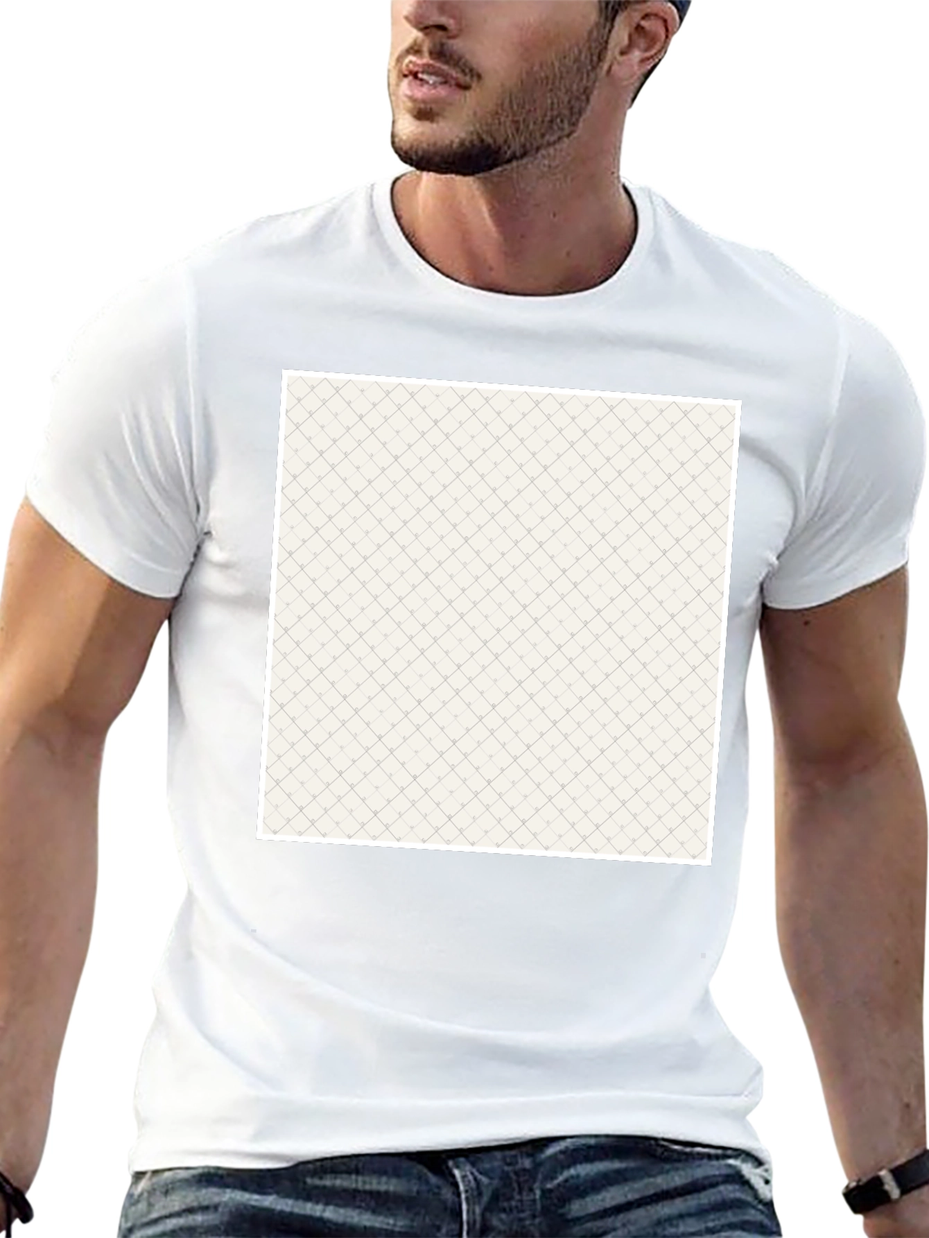 Black Crew Neck Tee with Textured Pattern
