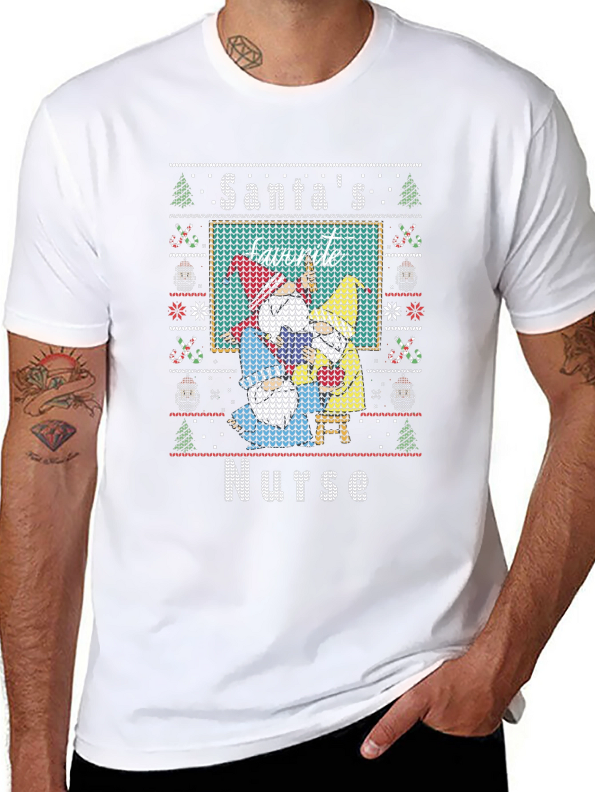 Santas Favorite Nurse Ugly Christmas T-Shirt