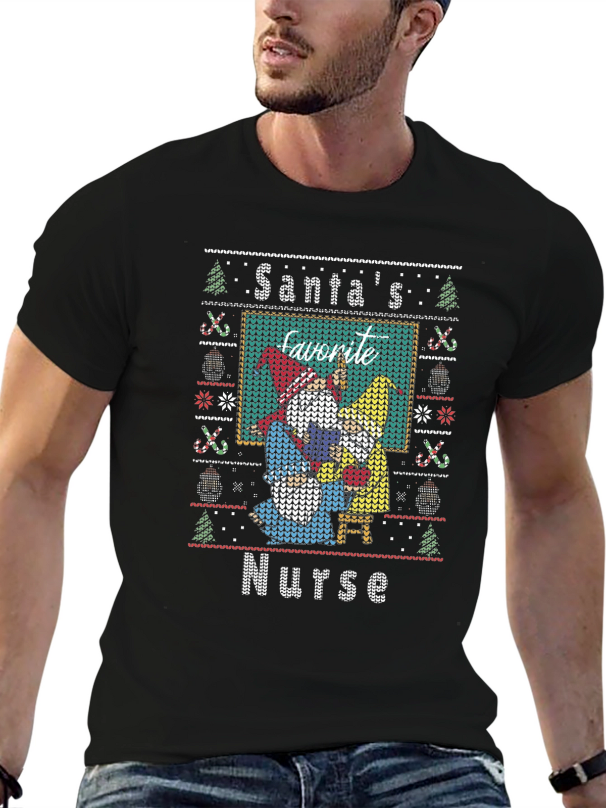 Santas Favorite Nurse Ugly Christmas T-Shirt