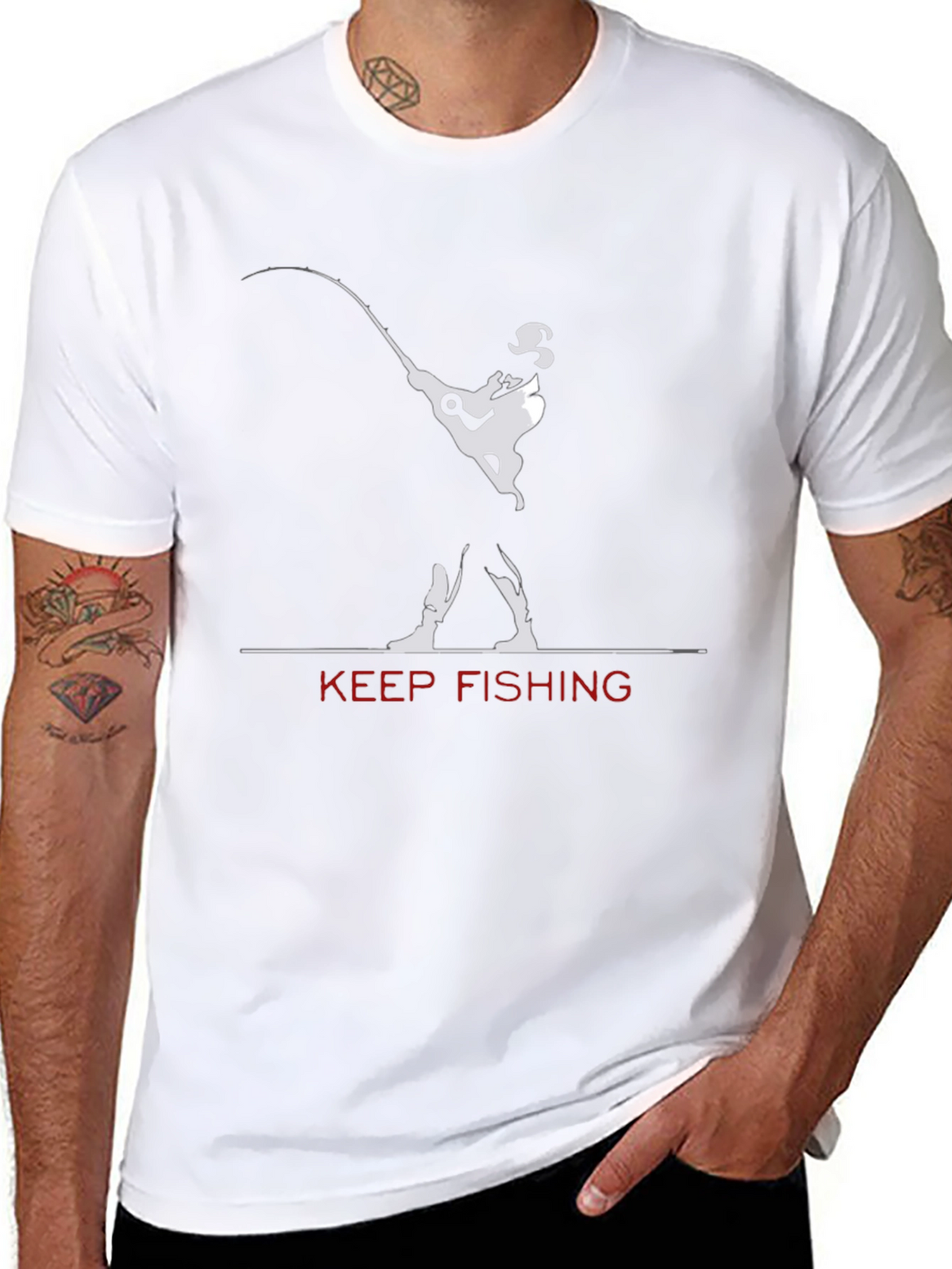 Keep Fishing Graphic T-Shirt - Black