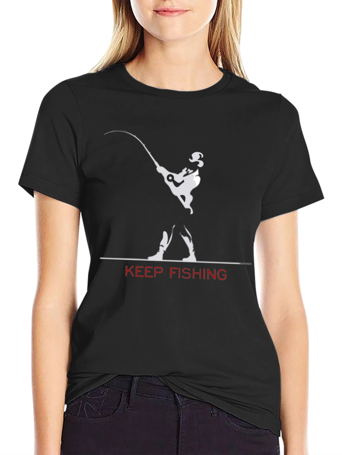 Keep Fishing Graphic T-Shirt - Black
