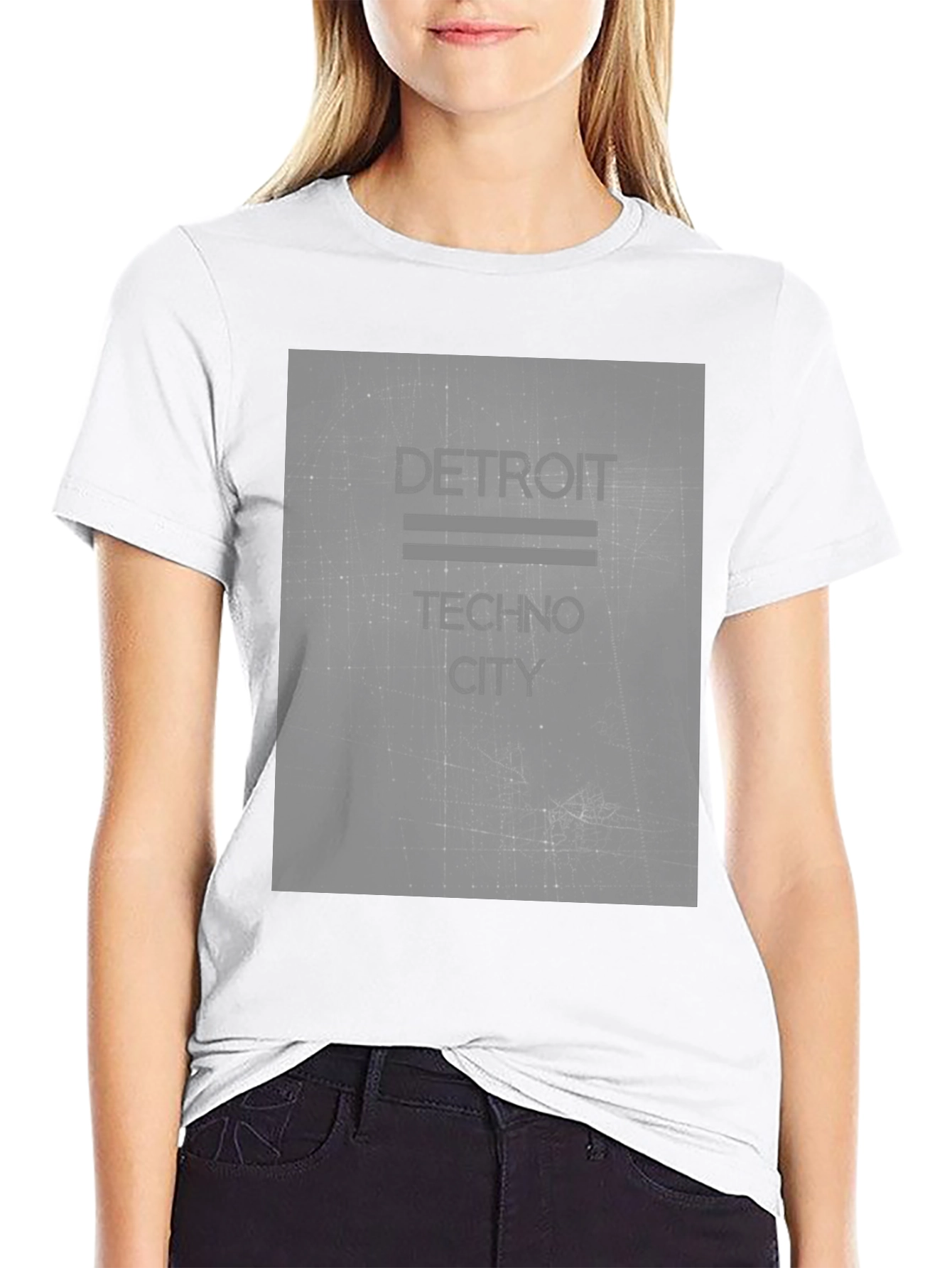 Detroit Techno City Black Graphic Tee