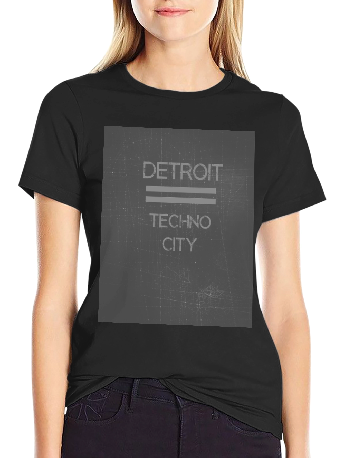 Detroit Techno City Black Graphic Tee